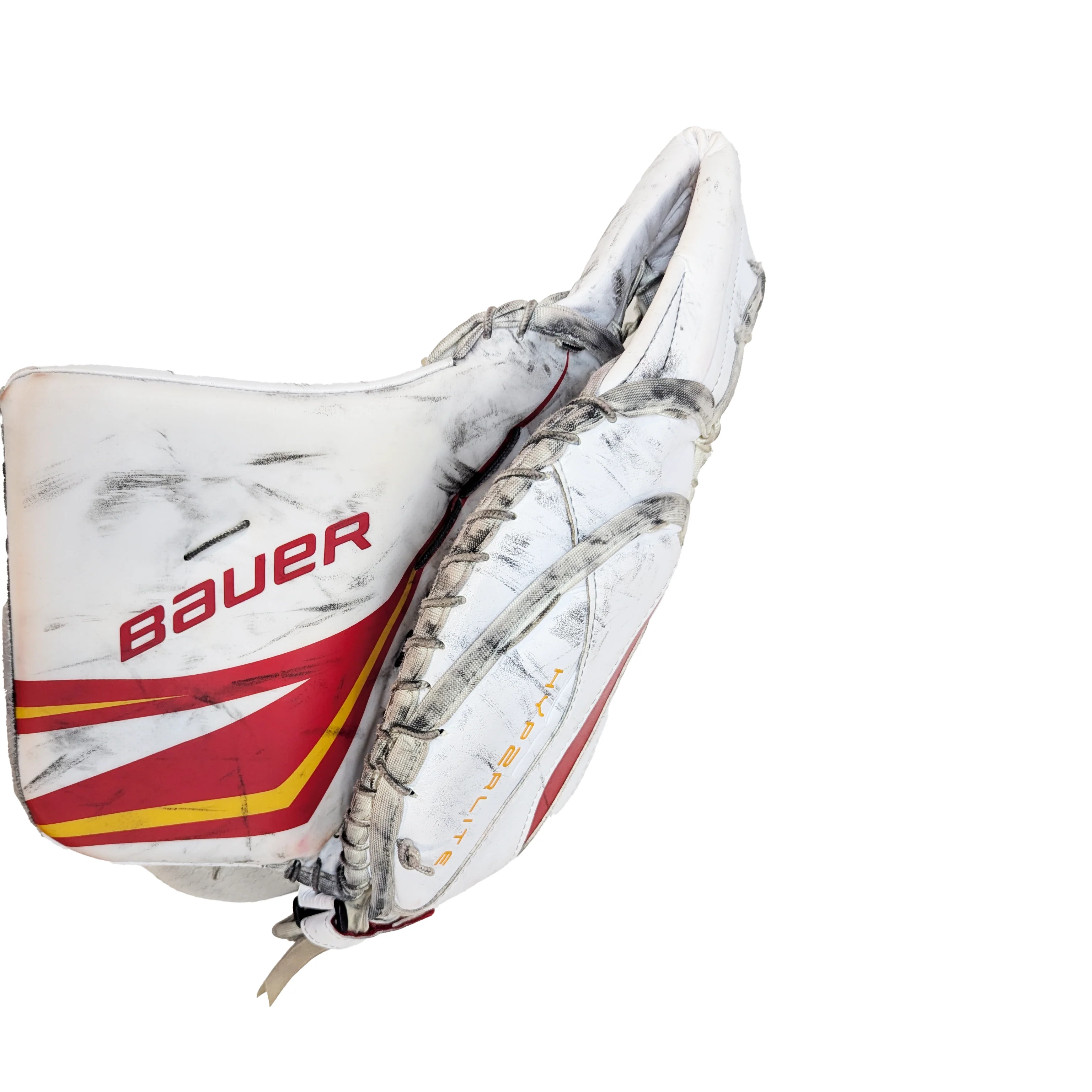 Bauer Vapor HyperLite -AHL Used Pro Stock Goalie Full Set (White/Red/Yellow) - Image 11