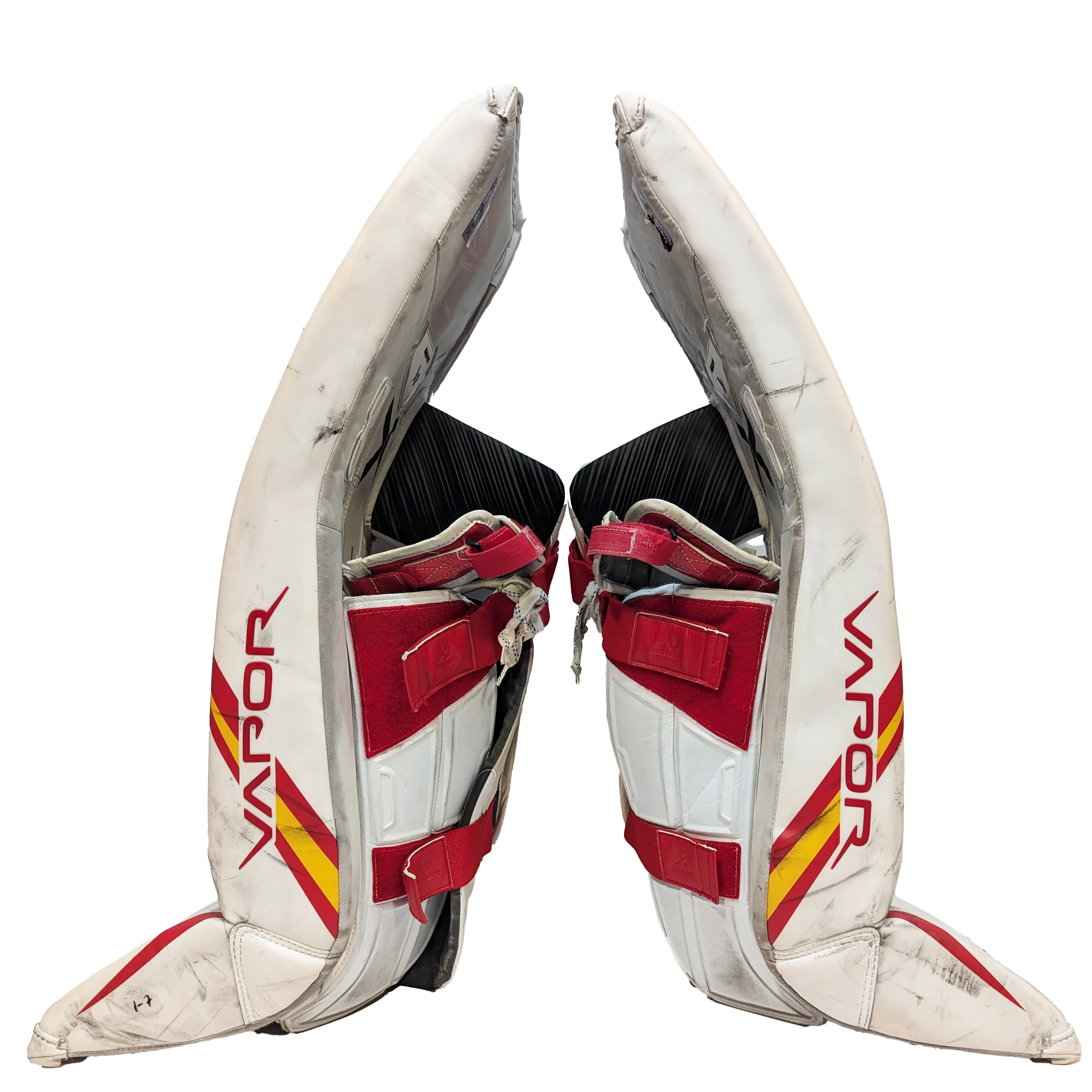 Bauer Vapor HyperLite -AHL Used Pro Stock Goalie Full Set (White/Red/Yellow) - Image 4