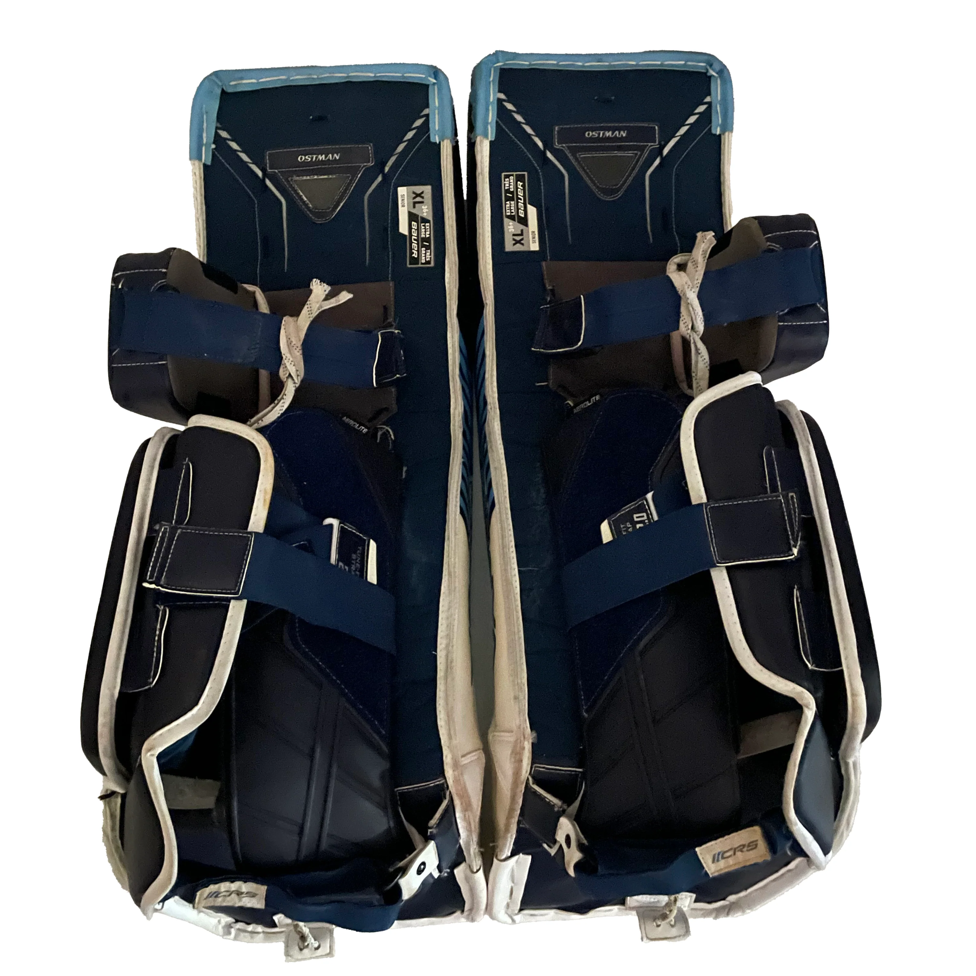 Bauer Vapor HyperLite - Used Pro Stock Goalie Pads (Navy/Blue/White) - Image 3