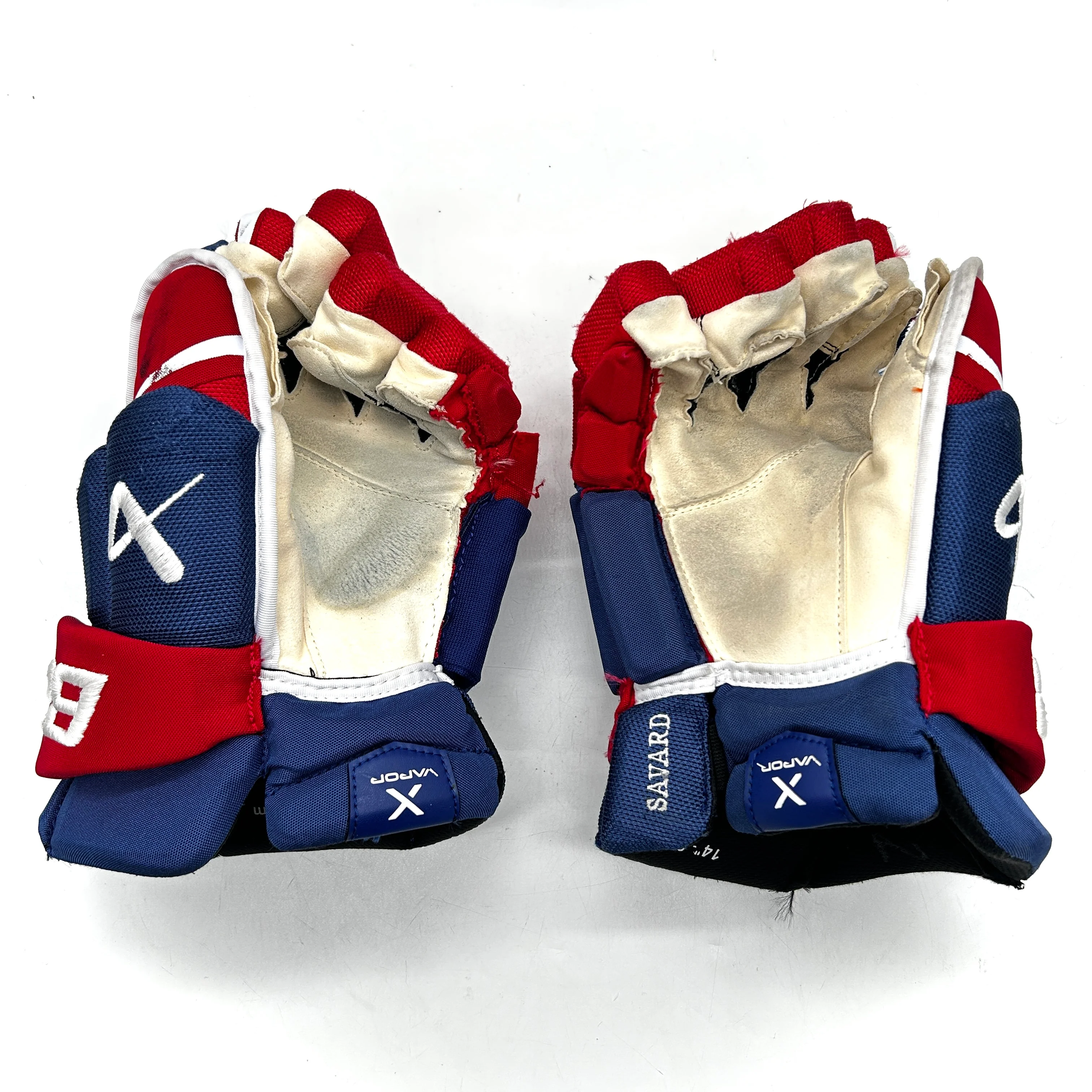 Bauer Vapor Hyperlite - Used NHL Pro Stock Glove - David Savard (Blue/Red/White) - Image 2