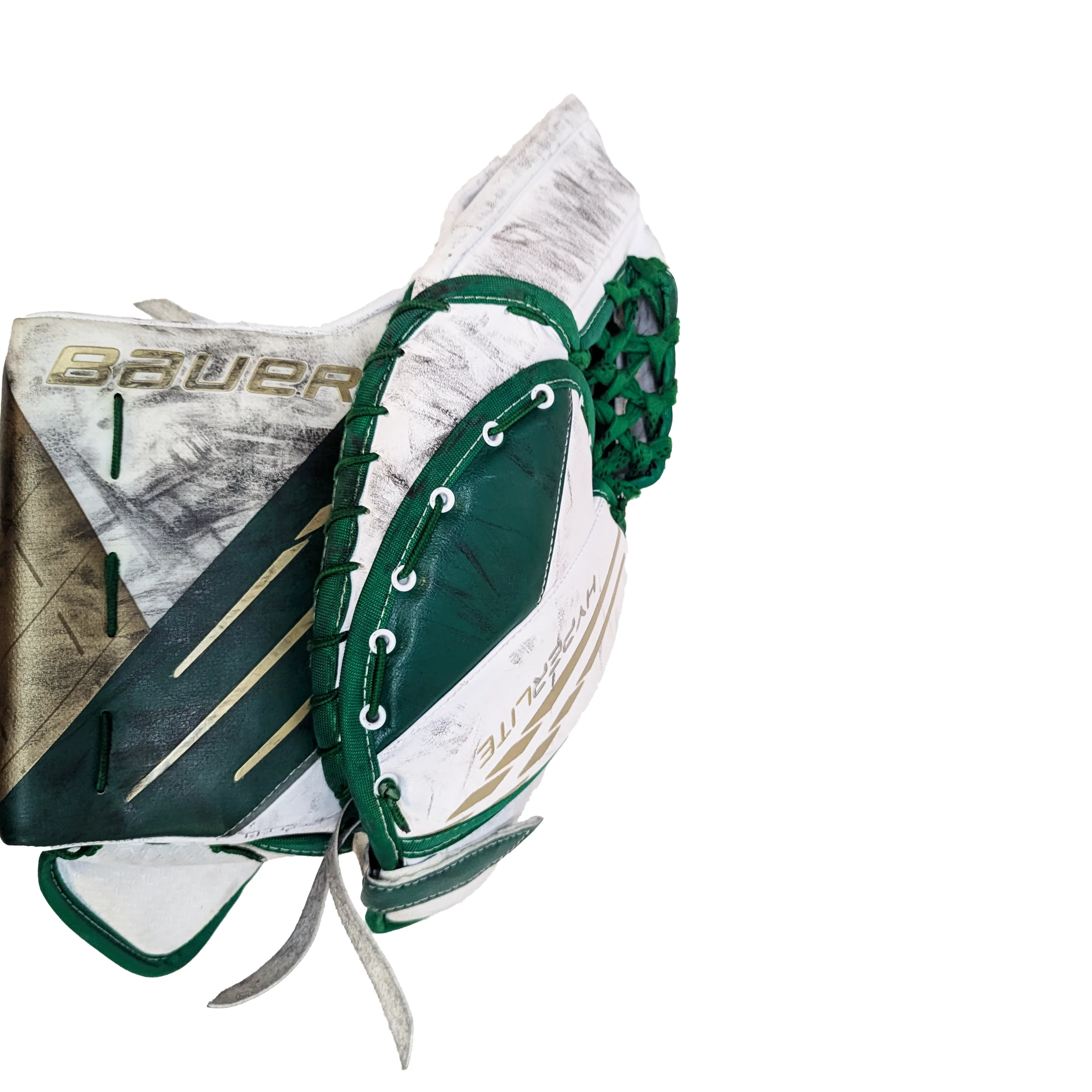 Bauer Vapor HyperLite - Used Pro Stock Goalie Full Set (White/Green/Gold) - Image 12