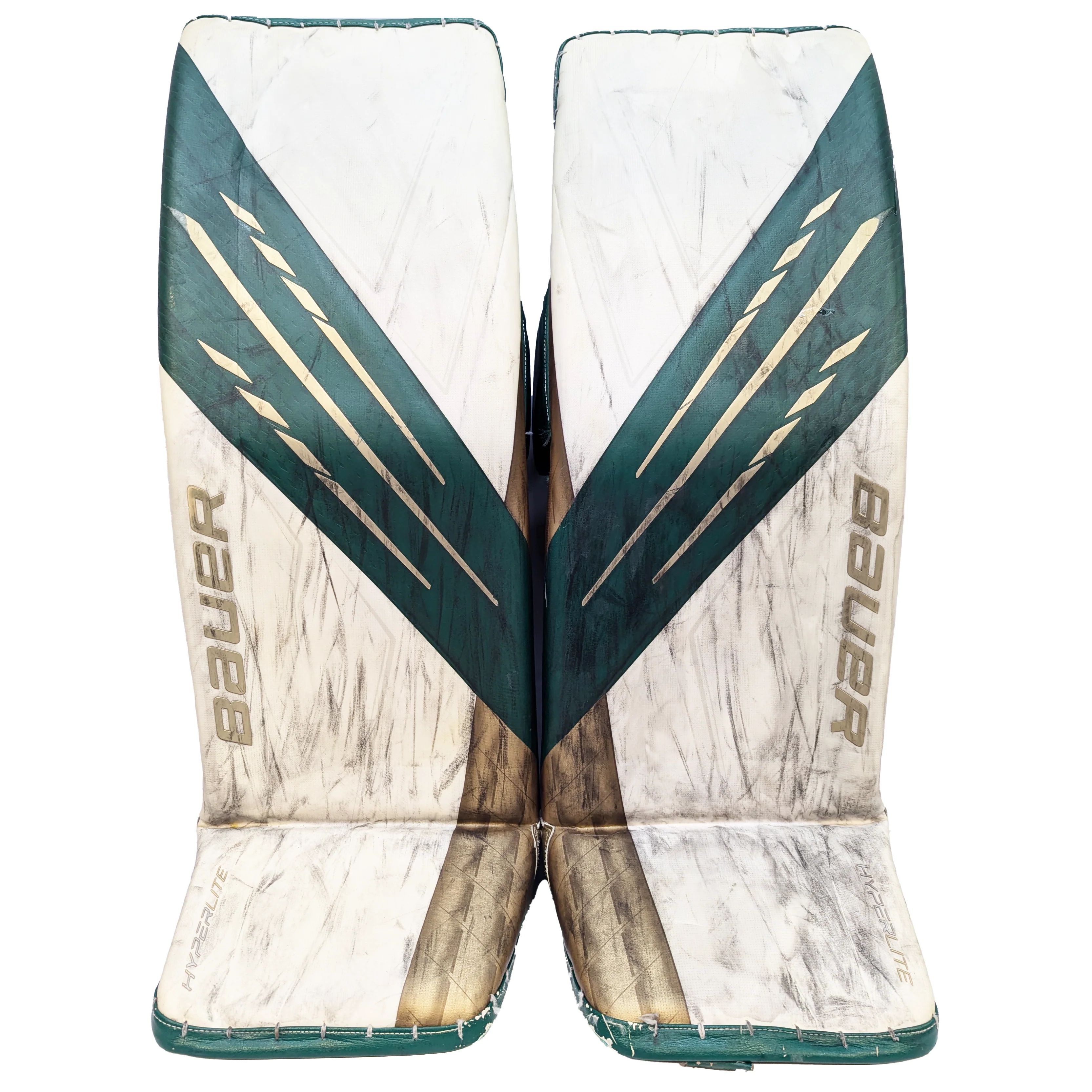 Bauer Vapor HyperLite - Used Pro Stock Goalie Full Set (White/Green/Gold) - Image 2