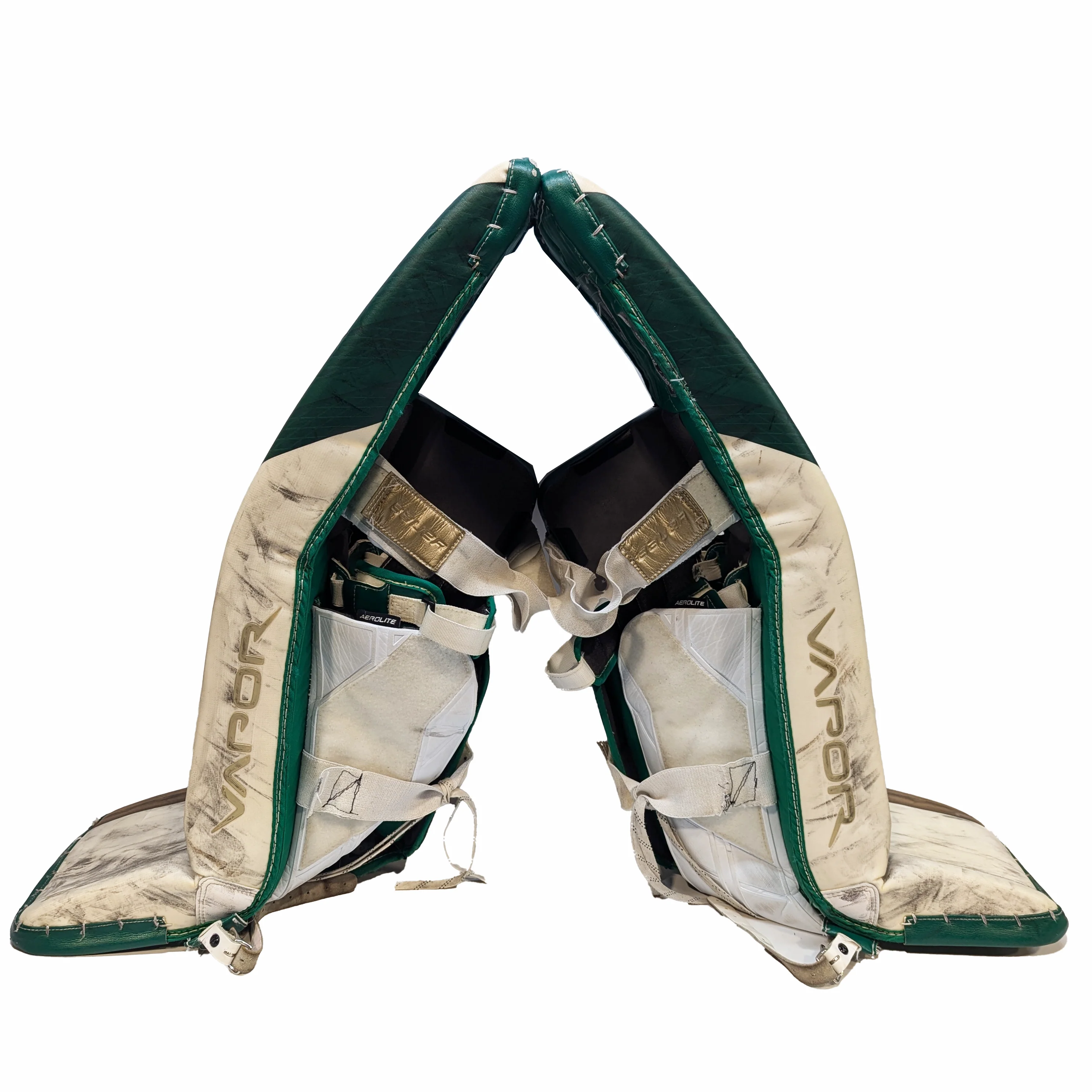 Bauer Vapor HyperLite - Used Pro Stock Goalie Full Set (White/Green/Gold) - Image 3