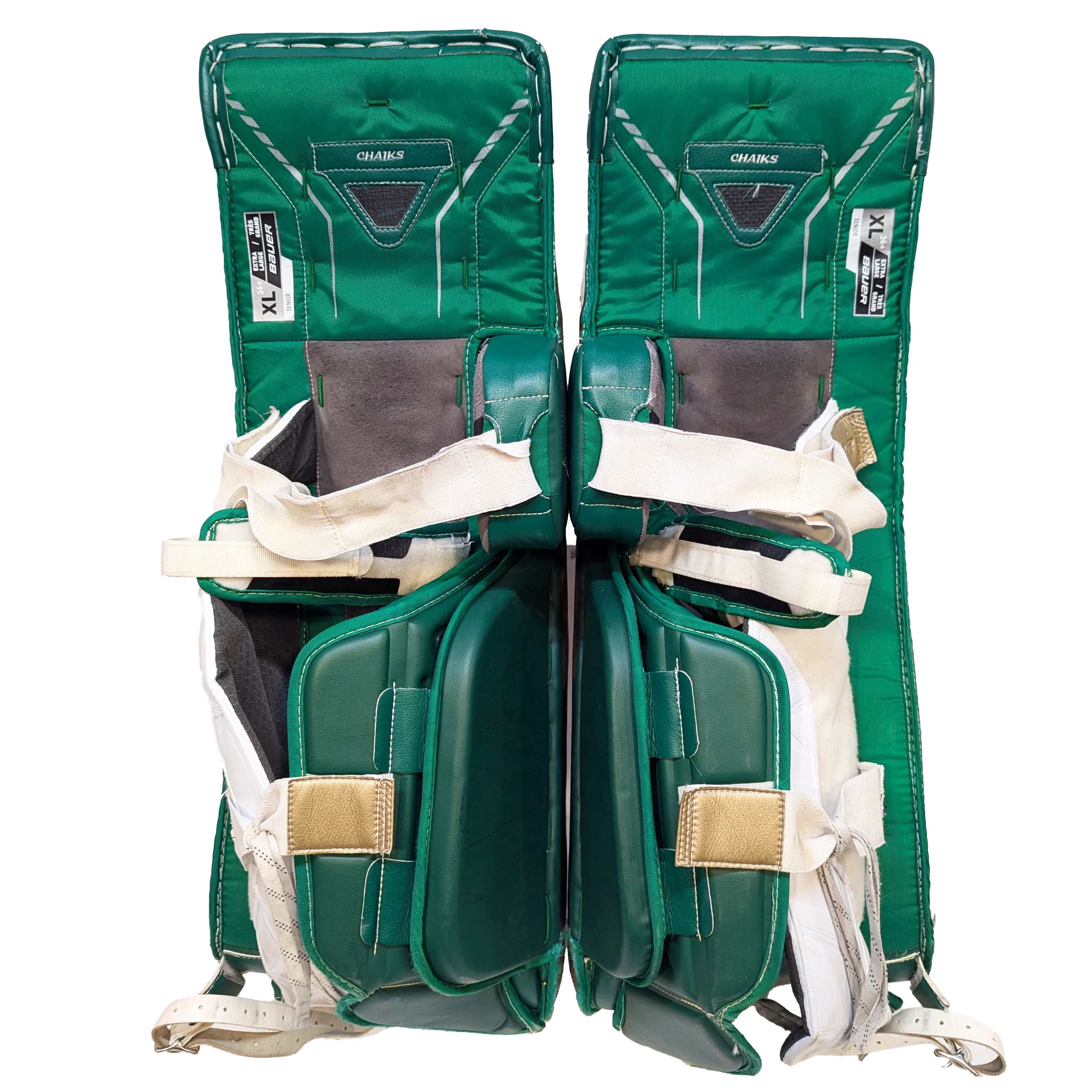 Bauer Vapor HyperLite - Used Pro Stock Goalie Full Set (White/Green/Gold) - Image 5