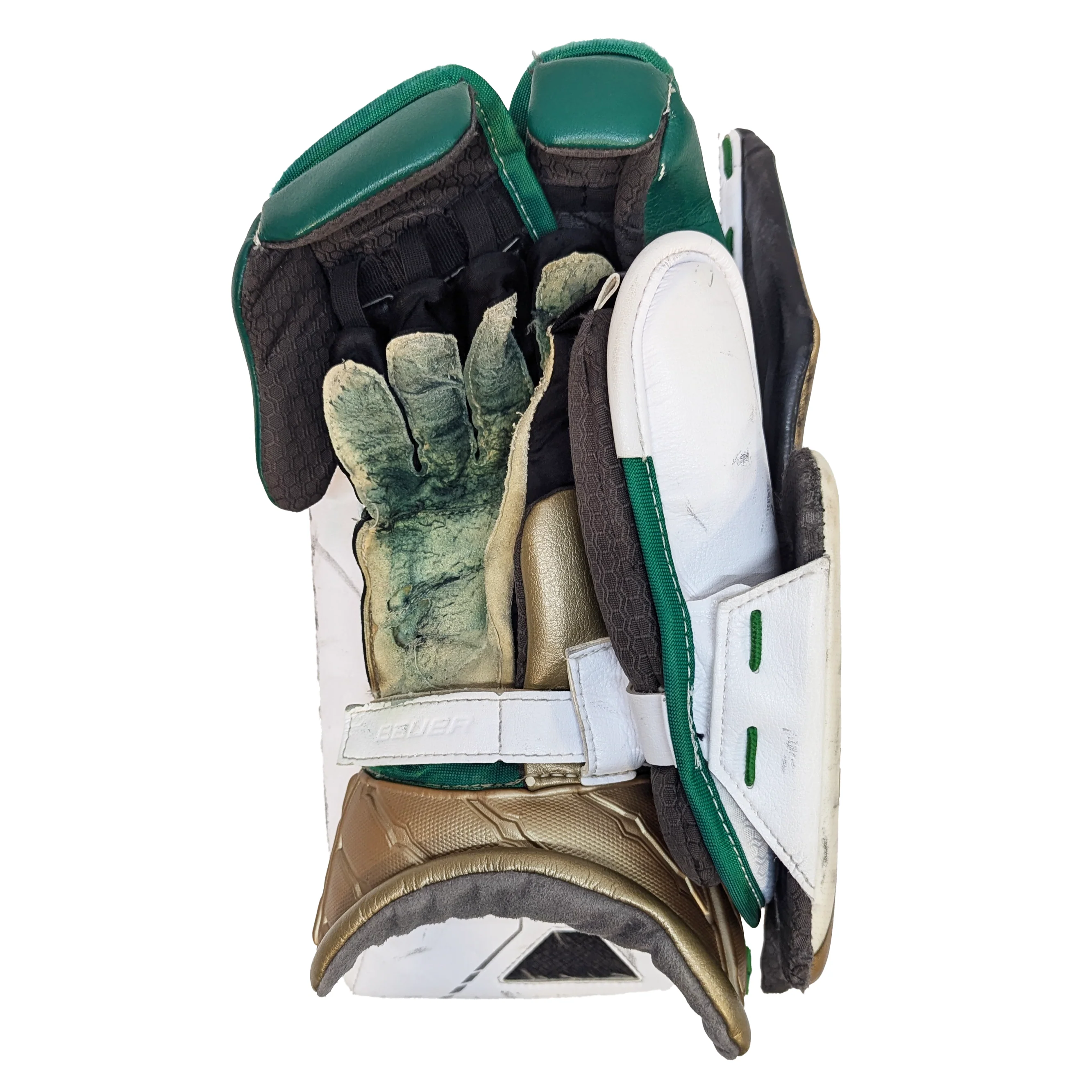 Bauer Vapor HyperLite - Used Pro Stock Goalie Full Set (White/Green/Gold) - Image 8