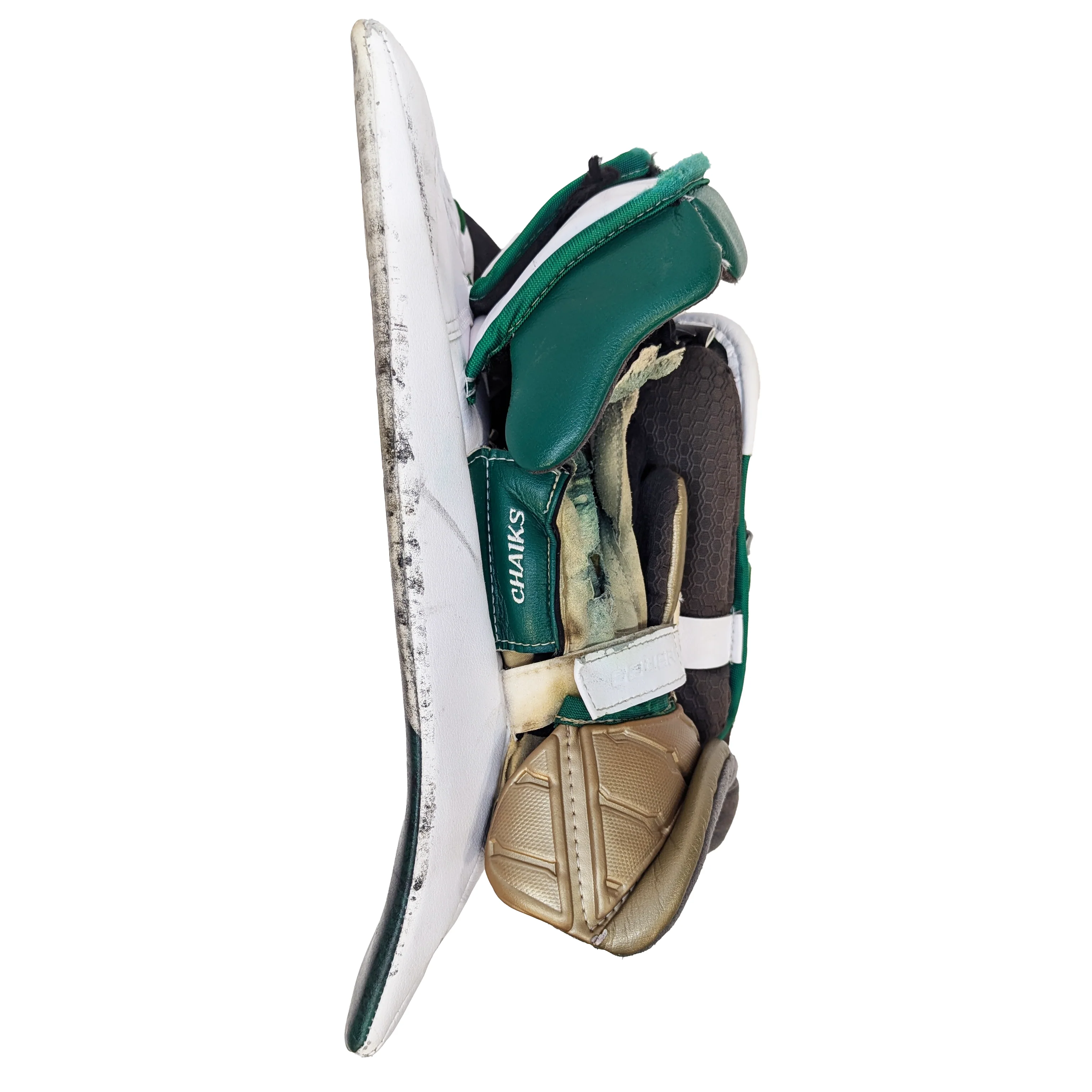 Bauer Vapor HyperLite - Used Pro Stock Goalie Full Set (White/Green/Gold) - Image 9