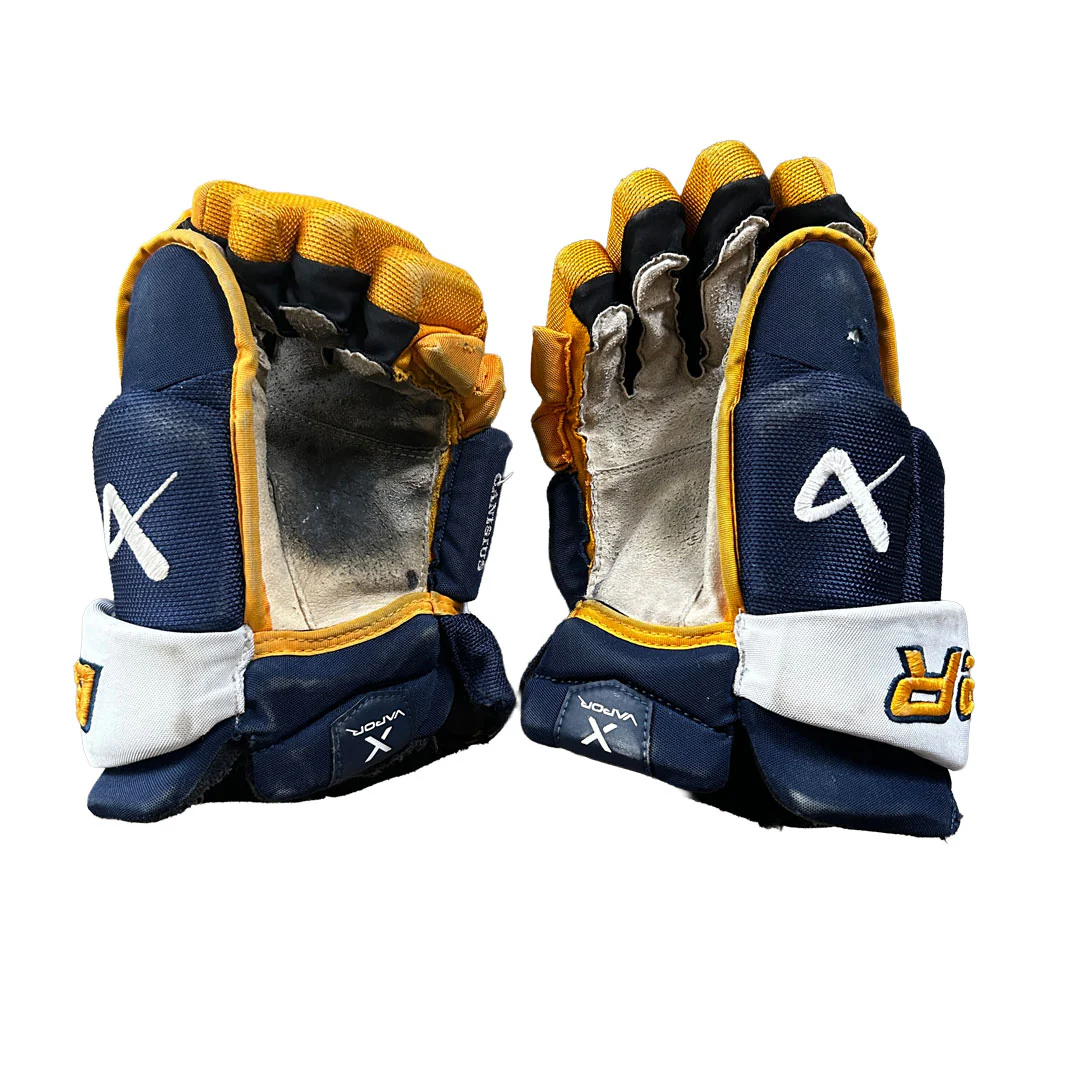 Bauer Vapor Hyperlite - Used Pro Stock Hockey Glove (Navy/Yellow/White) - Image 2
