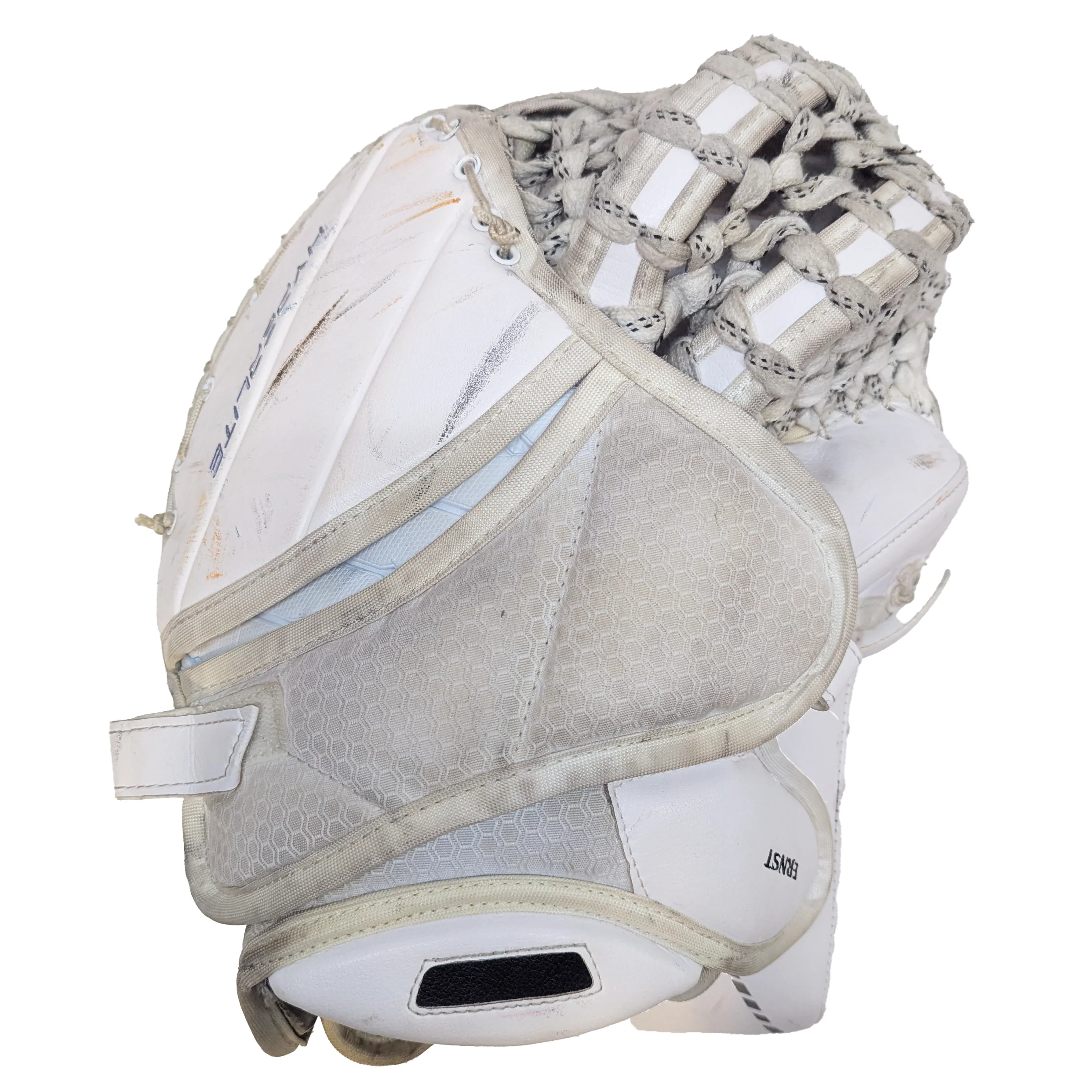 Bauer Vapor Hyperlite - Used WHL Pro Stock Goalie Trapper (White/Navy/Orange) - Image 2
