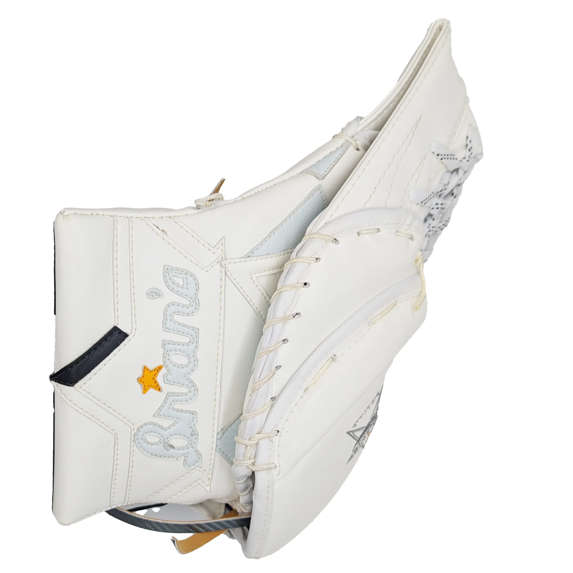 Brian's Custom - AHL Pro Stock Goalie Trapper (White/Black/Silver) - Image 3