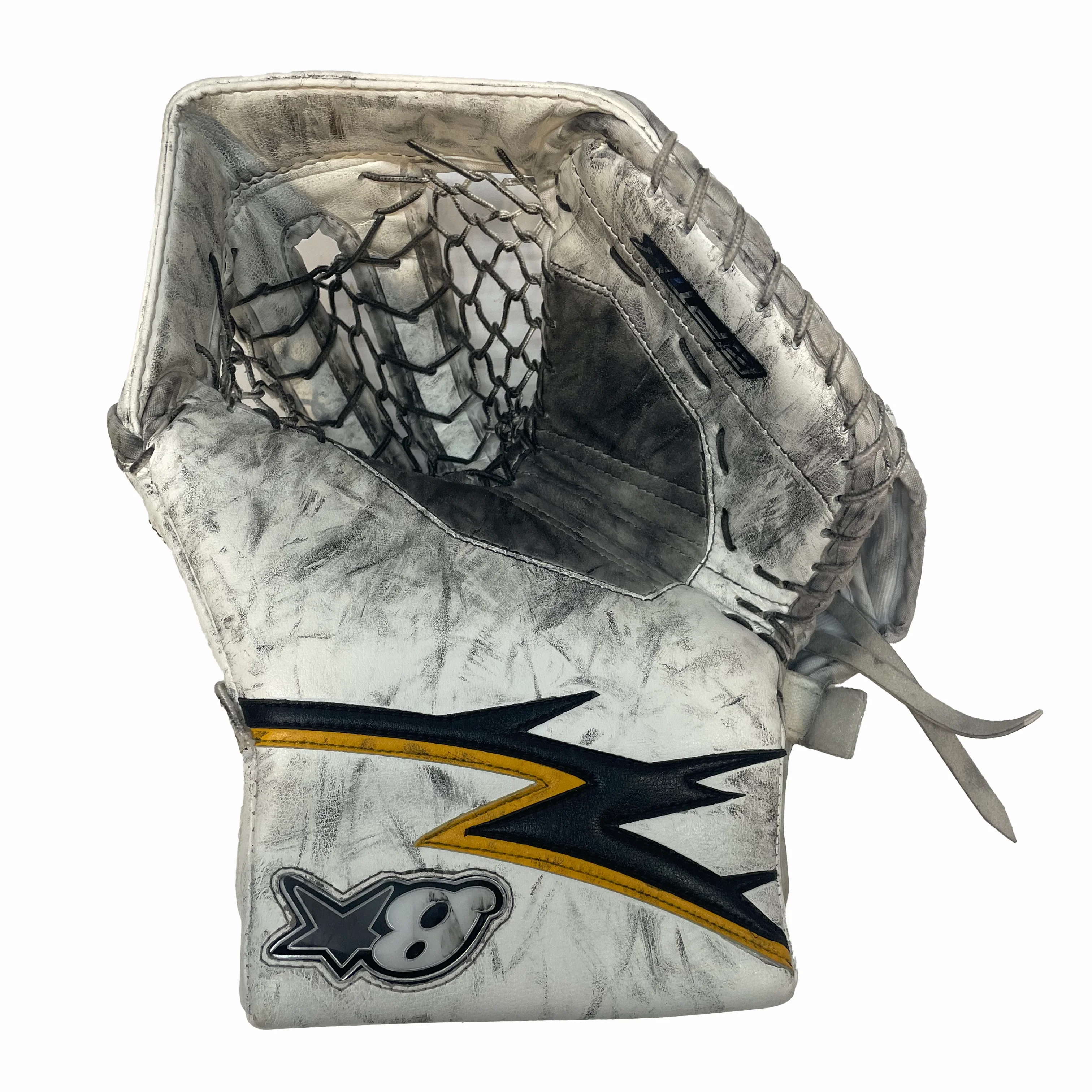 Brians Optik 2 - Used AHL Pro Stock Goalie Glove (White/Black/Yellow)