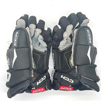 CCM AS-V Pro - Used Pro Stock Hockey Gloves (Black/White) - Image 2