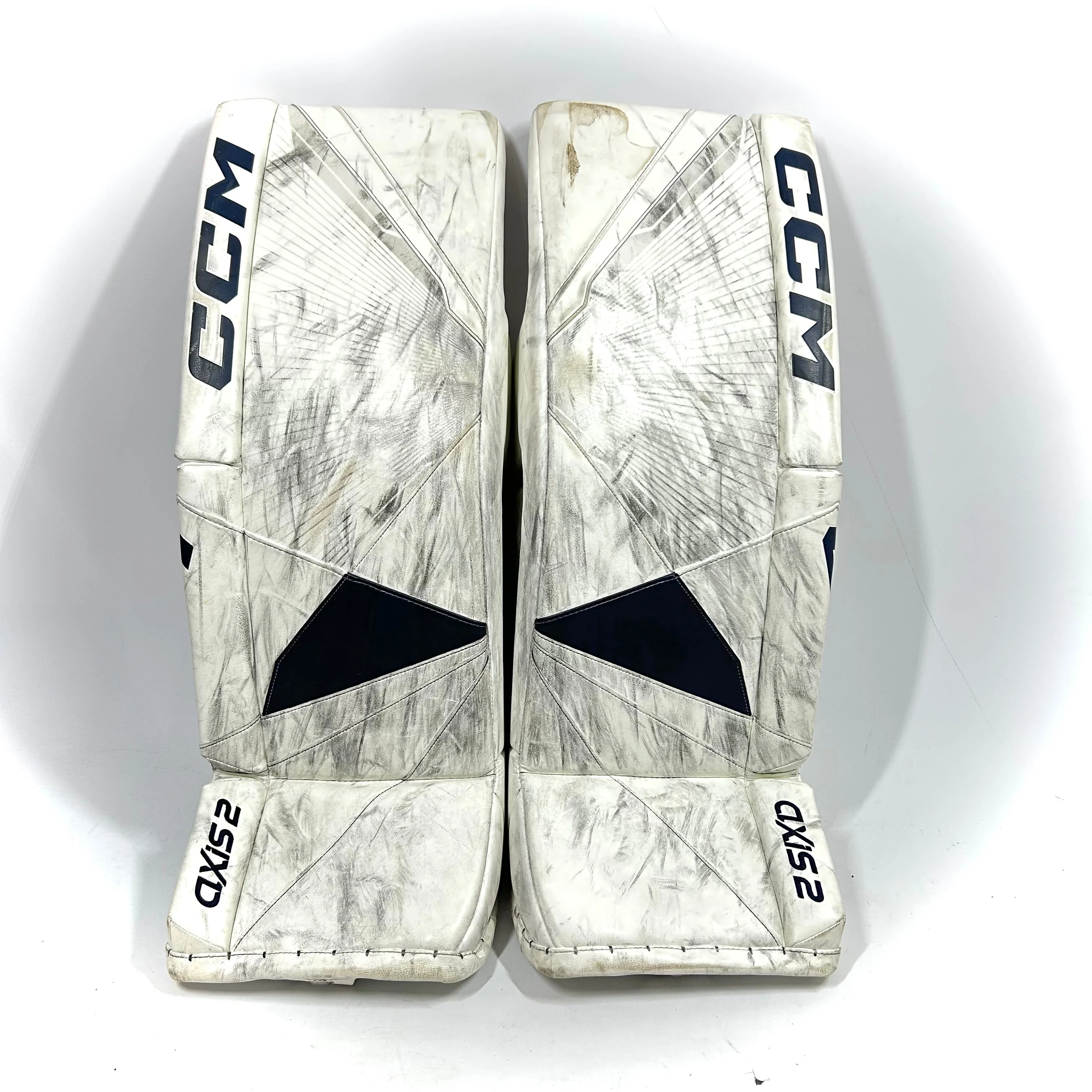CCM Axis 2 - Used AHL Pro Stock Senior Goalie Full Set (White/Navy) - Image 2