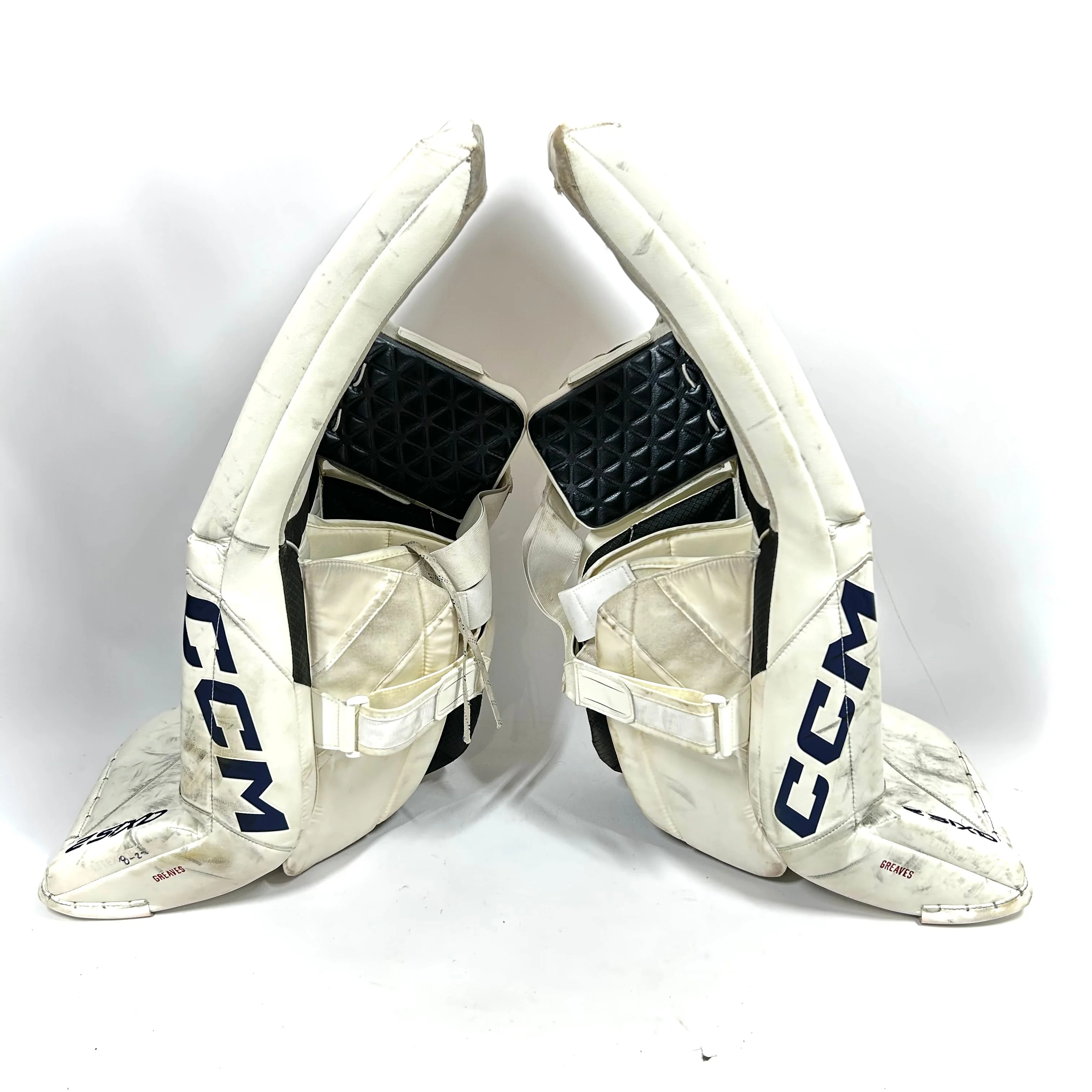 CCM Axis 2 - Used AHL Pro Stock Senior Goalie Full Set (White/Navy) - Image 5