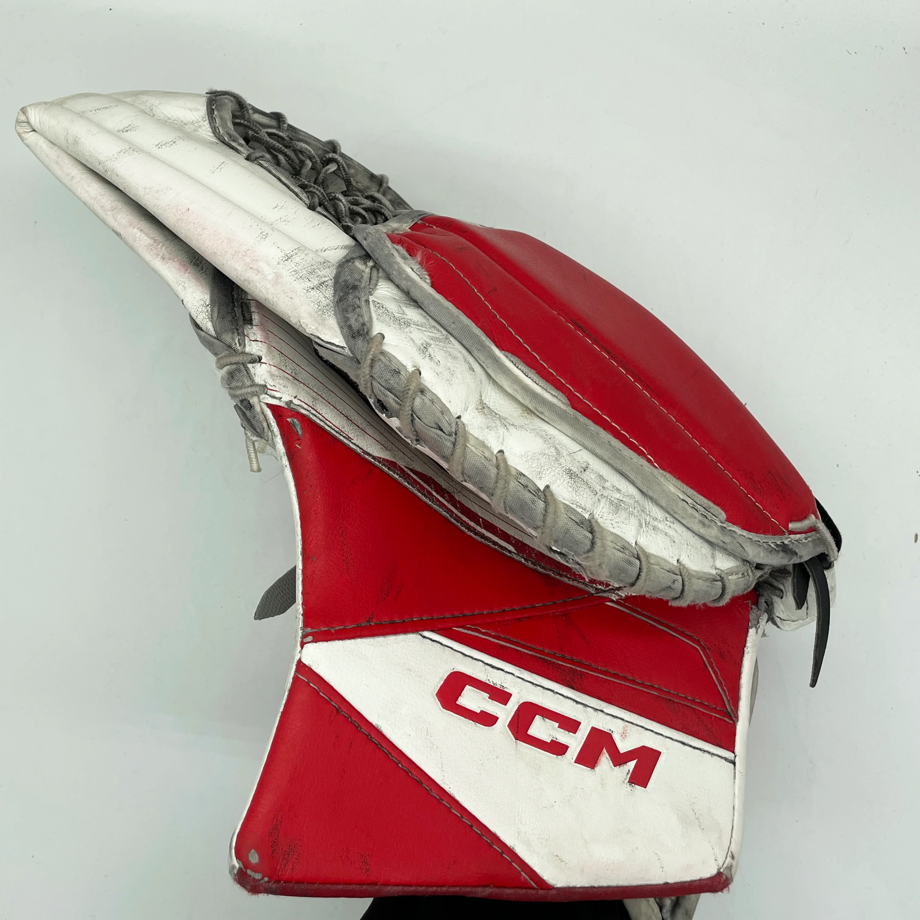 CCM Axis 2 - Used Pro Stock Goalie Glove (White/Red) - Image 3