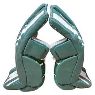 CCM Extreme Flex 3 - Used Pro Stock Goalie Pads - (Green/White) - Image 2