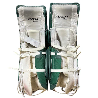 CCM Extreme Flex 3 - Used Pro Stock Goalie Pads - (Green/White) - Image 4