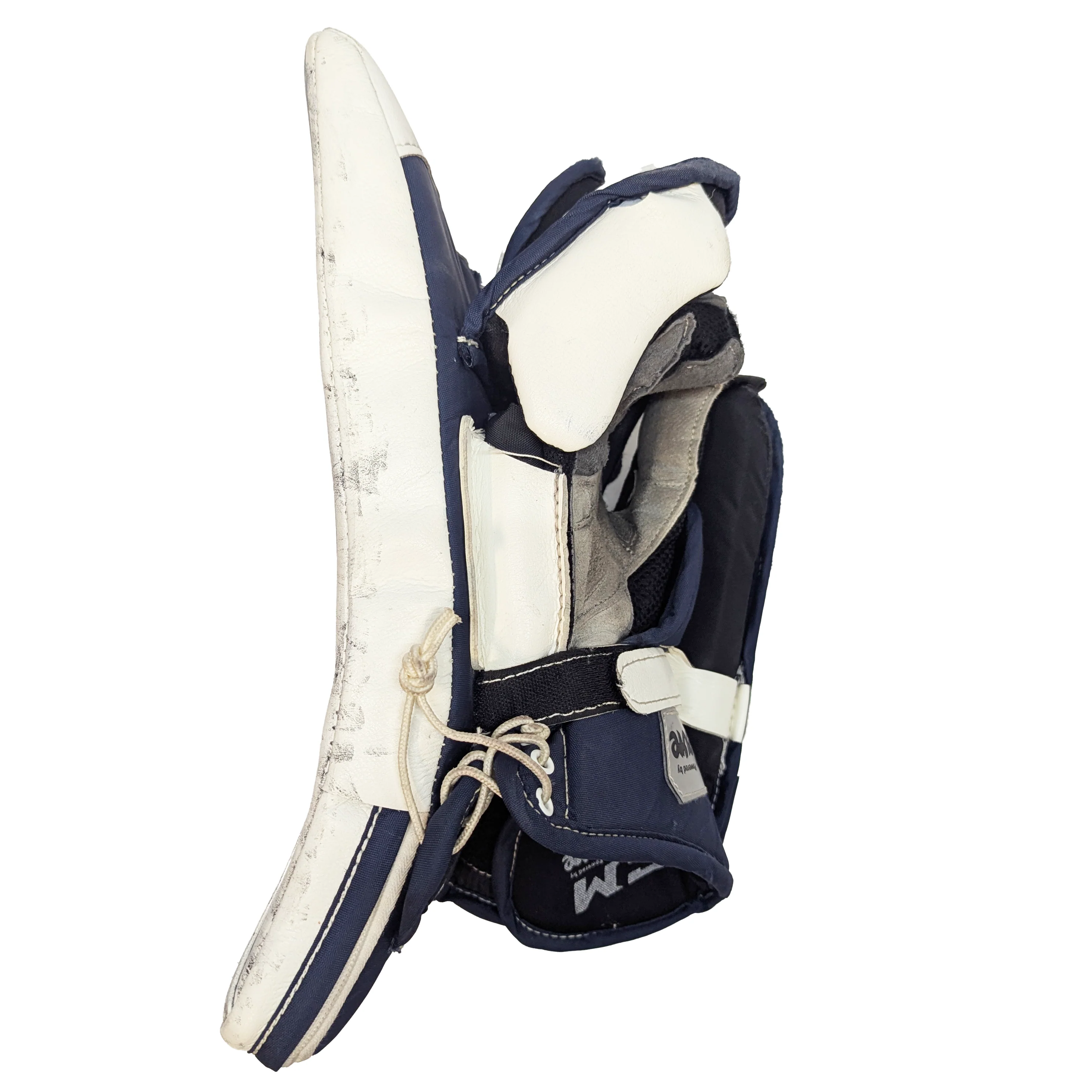 CCM Extreme Flex 4 - Used WHL Pro Stock Goalie Blocker (White/Orange/Navy) - Image 4