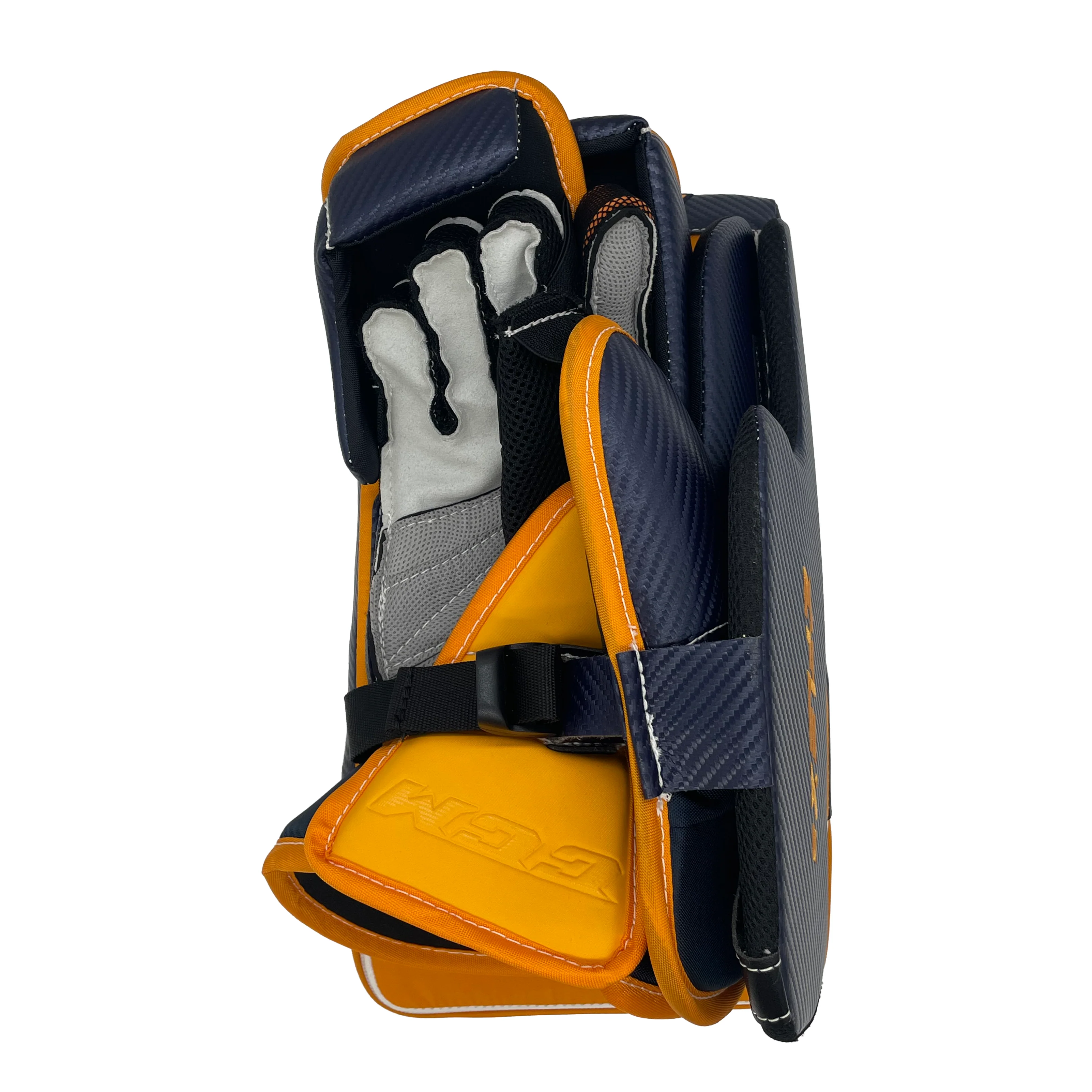 CCM Extreme Flex 5 - New Pro Stock Goalie Blocker (Navy/Yellow/White) - Image 3