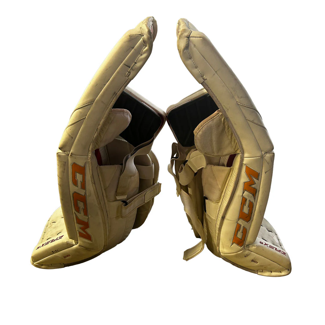 CCM Extreme Flex 5 - Used Pro Stock Goalie Full Set (White/Red/Yellow) - Image 4