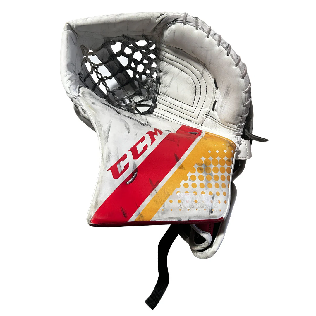 CCM Extreme Flex 5 - Used Pro Stock Goalie Full Set (White/Red/Yellow) - Image 8