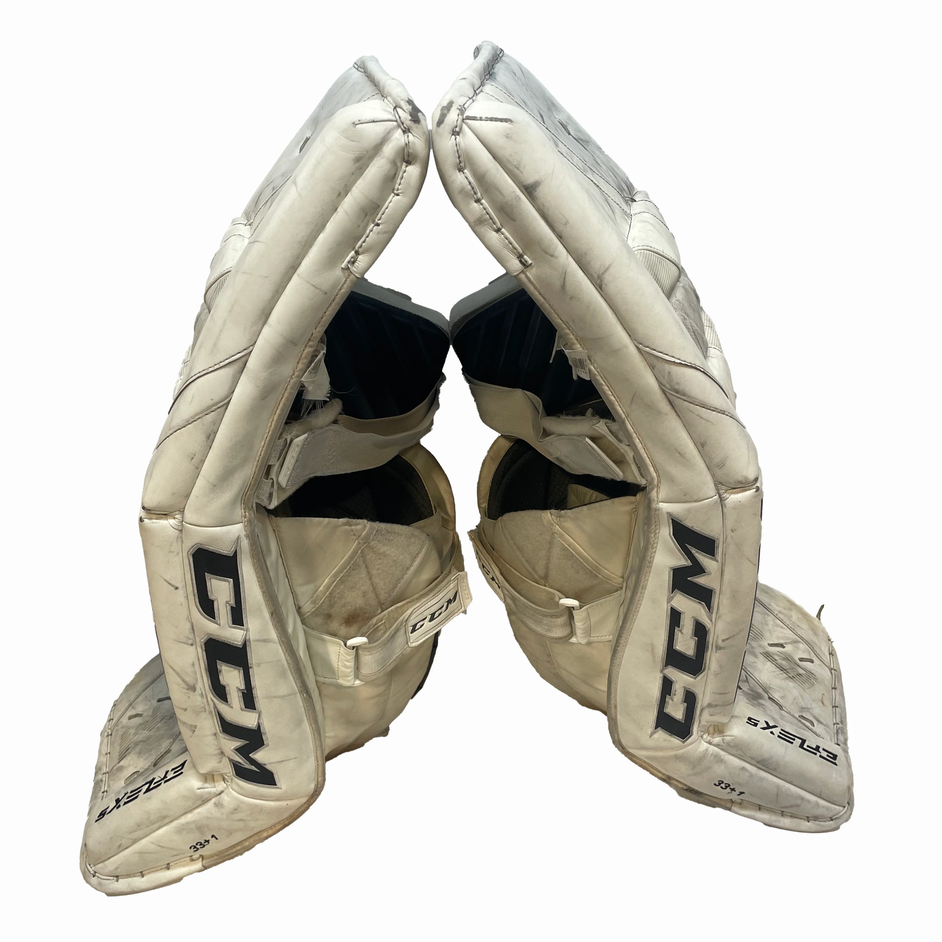 CCM Extreme Flex 5 - Used Pro Stock Goalie Pads (White) - Image 3