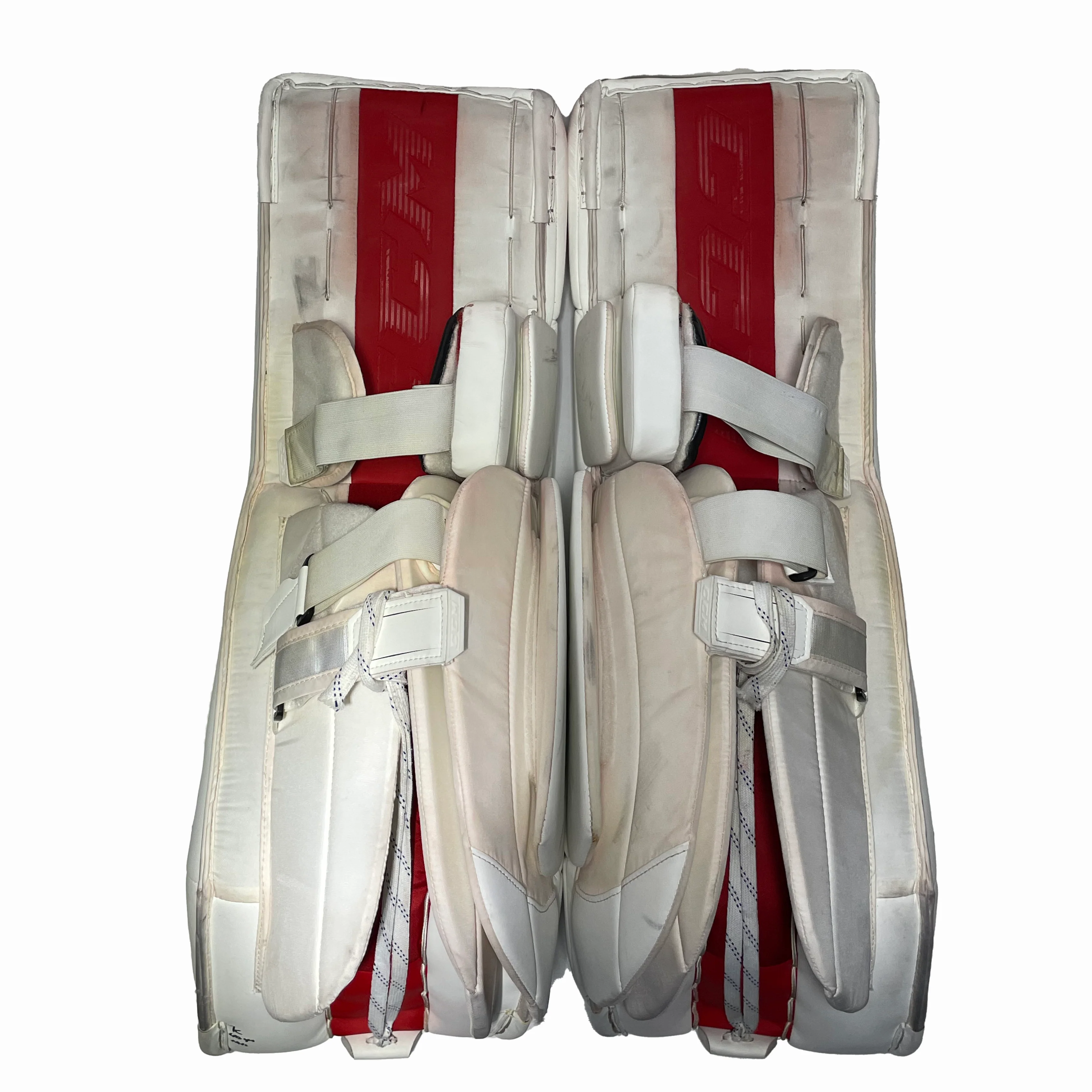 CCM Extreme Flex 5 - Used Pro Stock Goalie Set (White/Red/Yellow) - Image 4