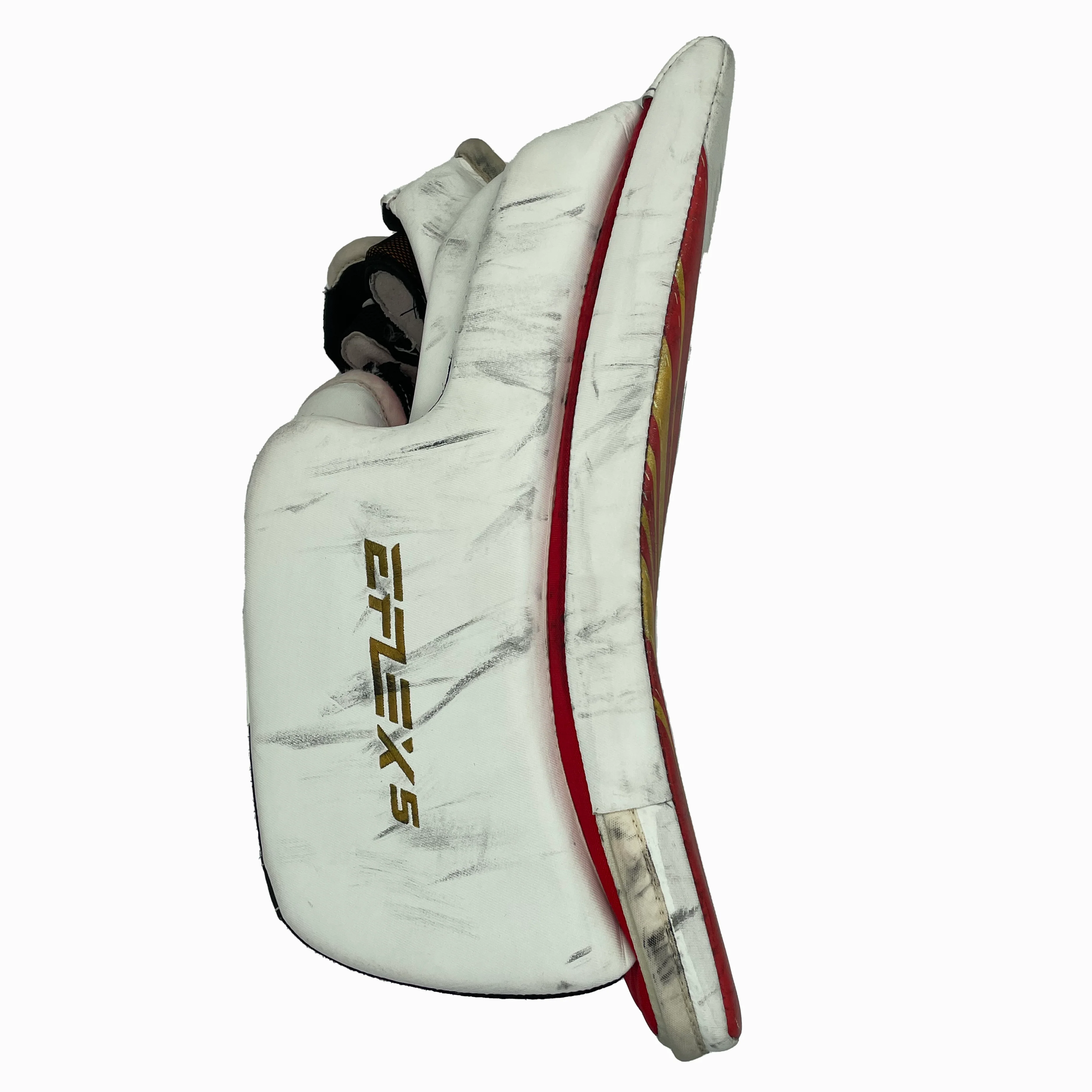 CCM Extreme Flex 5 - Used Pro Stock Goalie Set (White/Red/Yellow) - Image 8