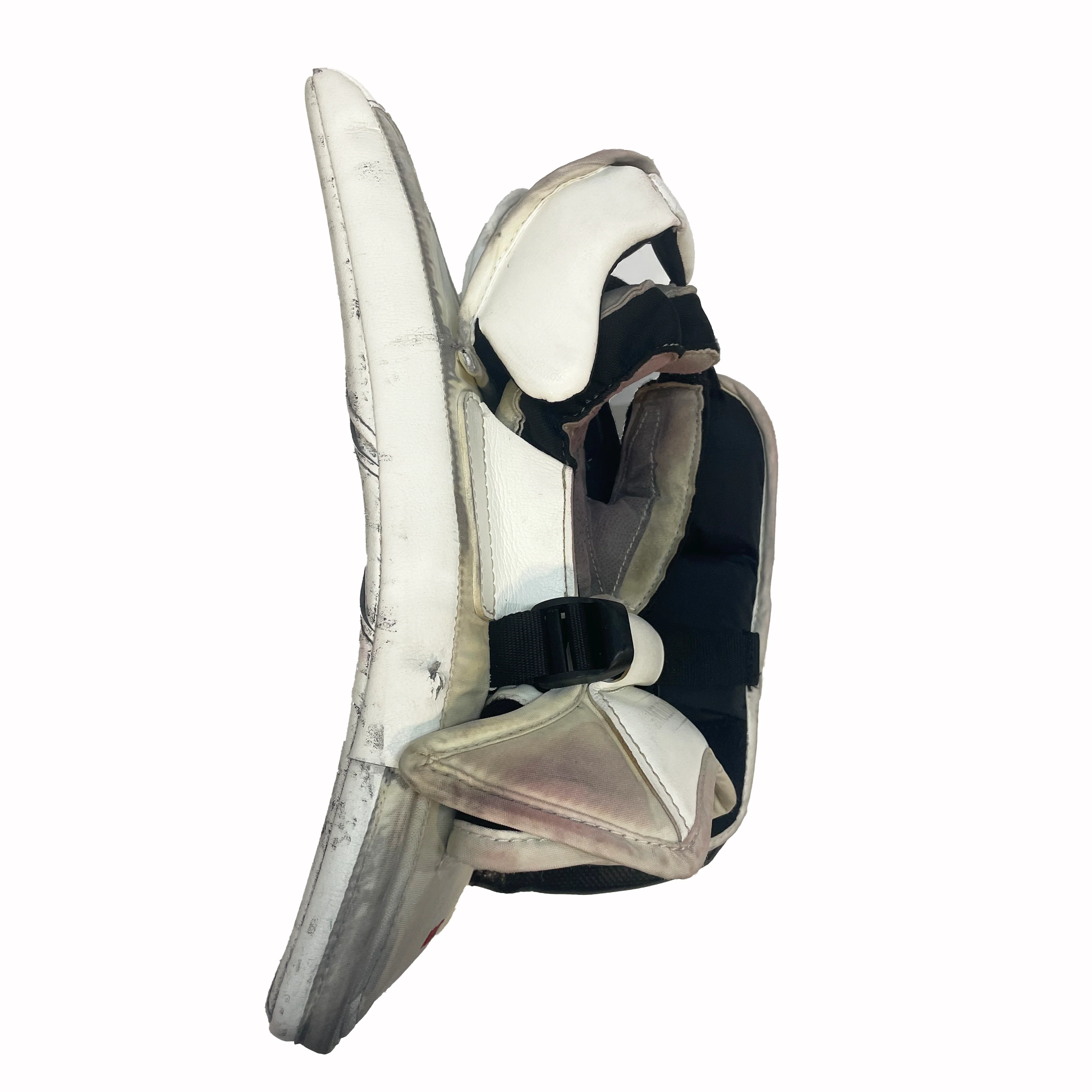 CCM Extreme Flex 6 - Used AHL Pro Stock Goalie Blocker (White/Red) - Image 4