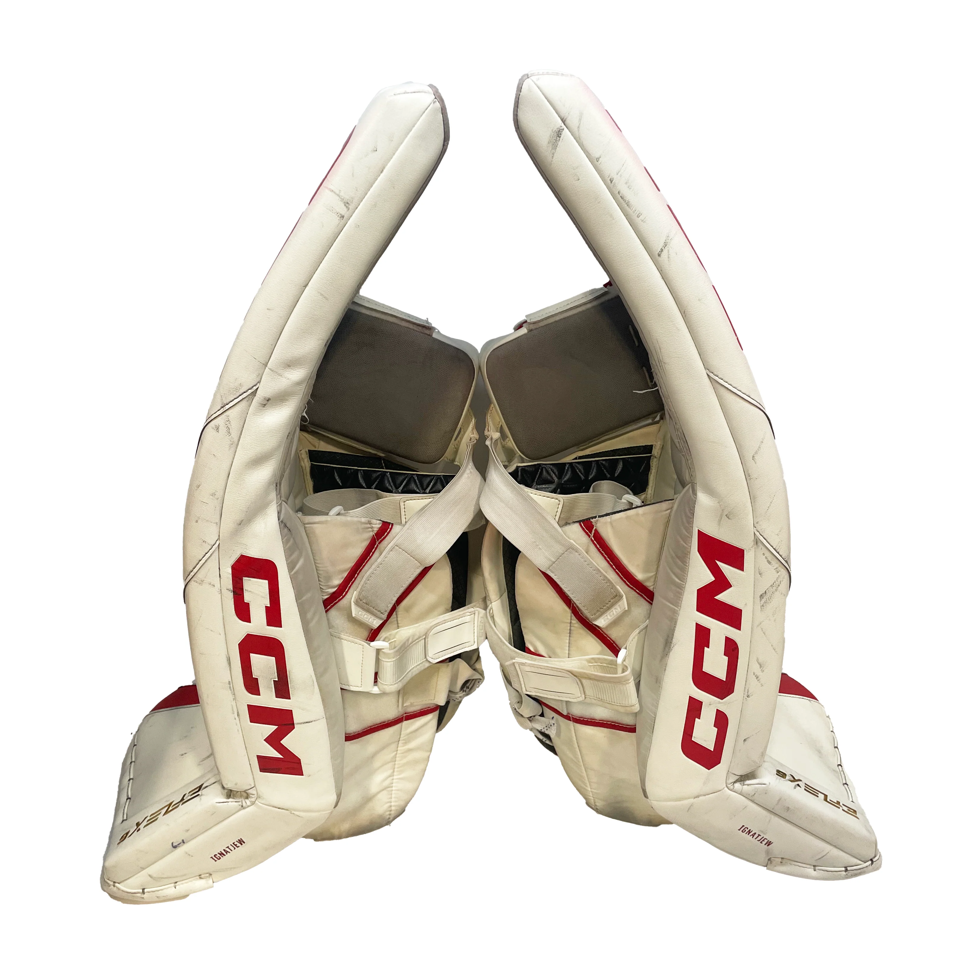 CCM Extreme Flex 6 - Used AHL Pro Stock Senior Goalie Full Set (White/Red) - Image 4