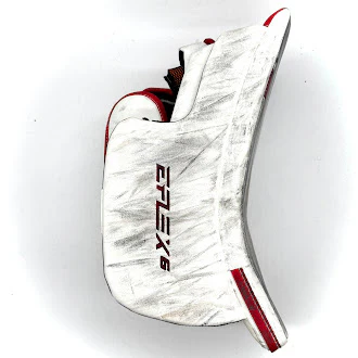 CCM Extreme Flex 6 - Used NCAA Goalie Blocker (White/Red) #1 - Image 3