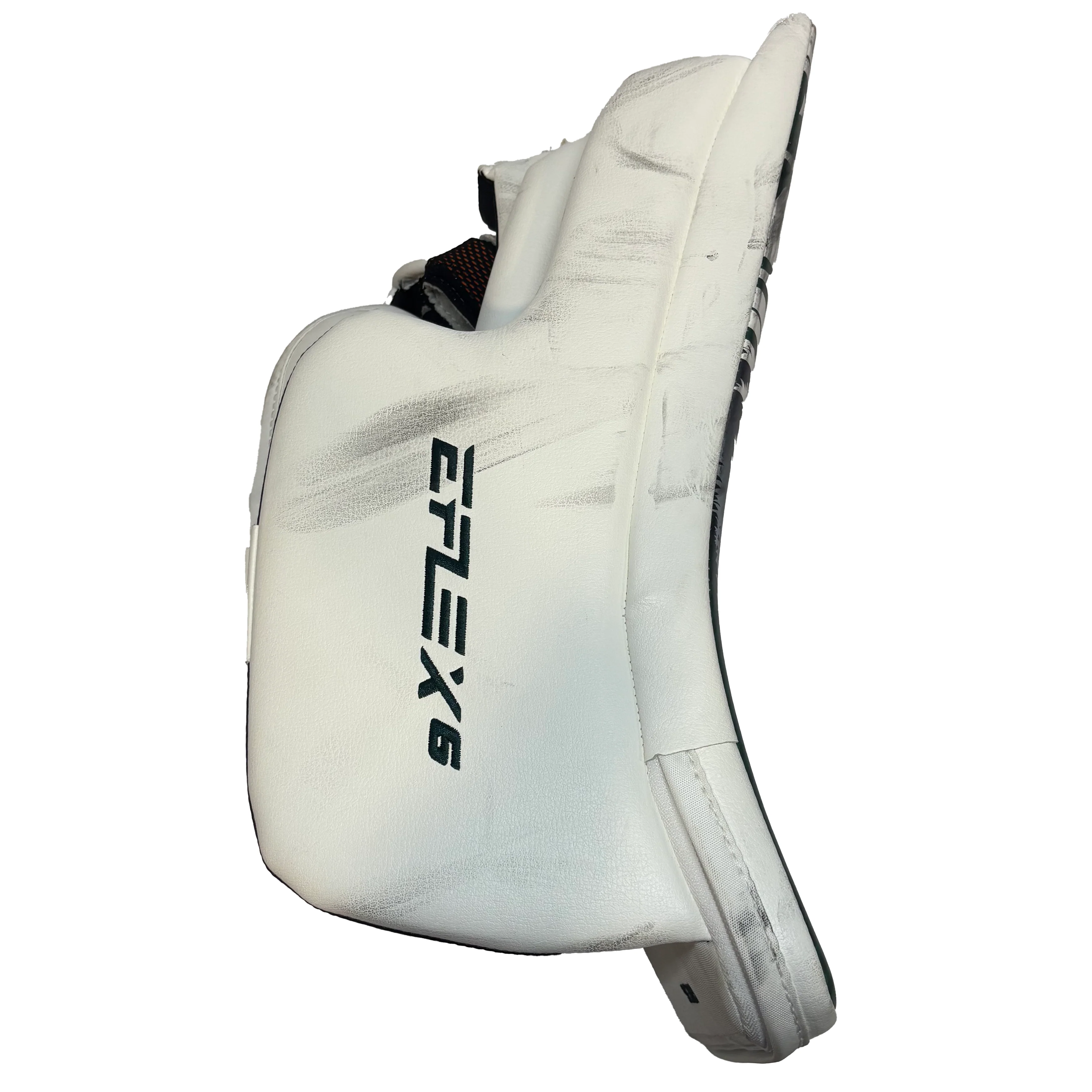CCM Extreme Flex 6 - Used Pro Stock Goalie Blocker (White/Green) - Image 2