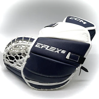 CCM Extreme Flex 6 - Used NHL Pro Stock Goalie Glove (White/Navy) - Image 3