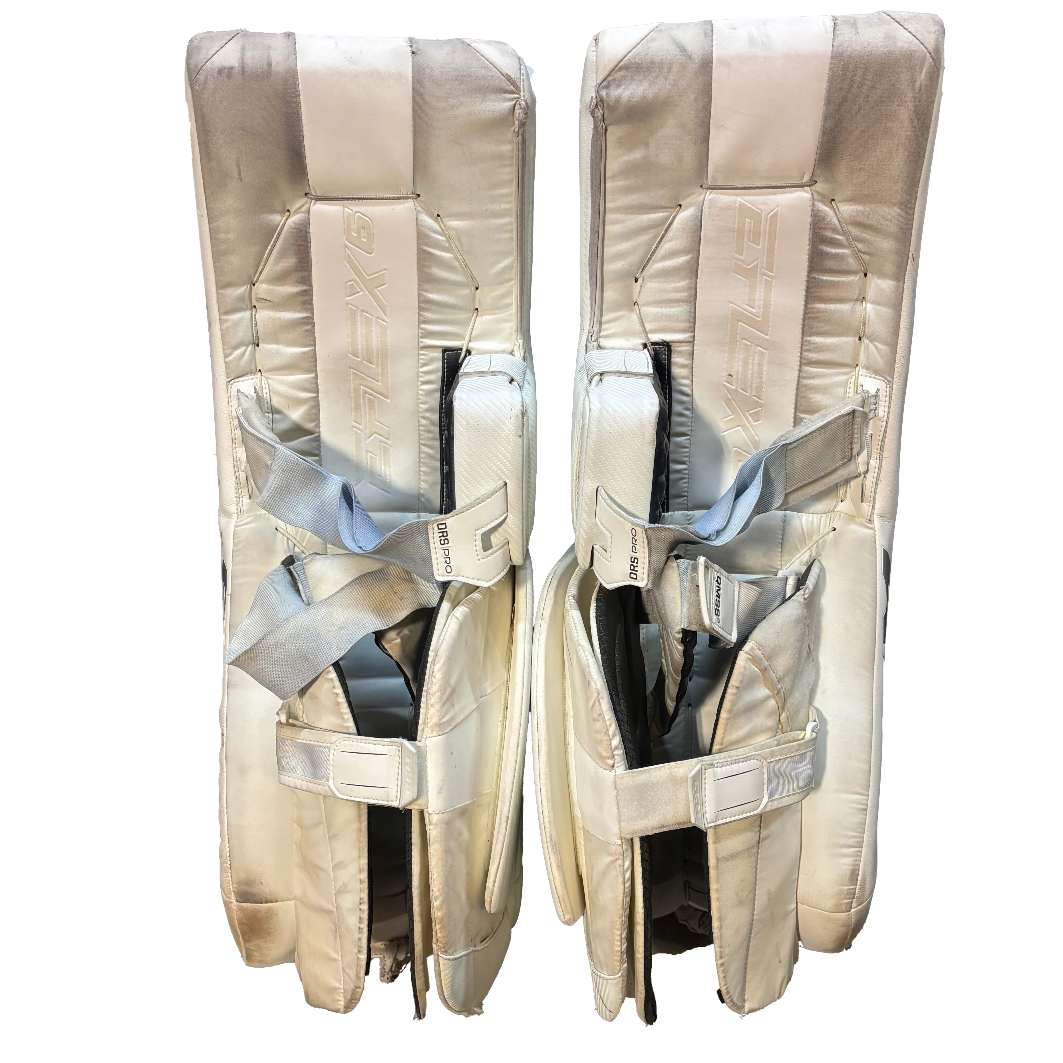 CCM Extreme Flex 6 - Used Pro Stock Goalie Pads (White/Red/Grey) - Image 4