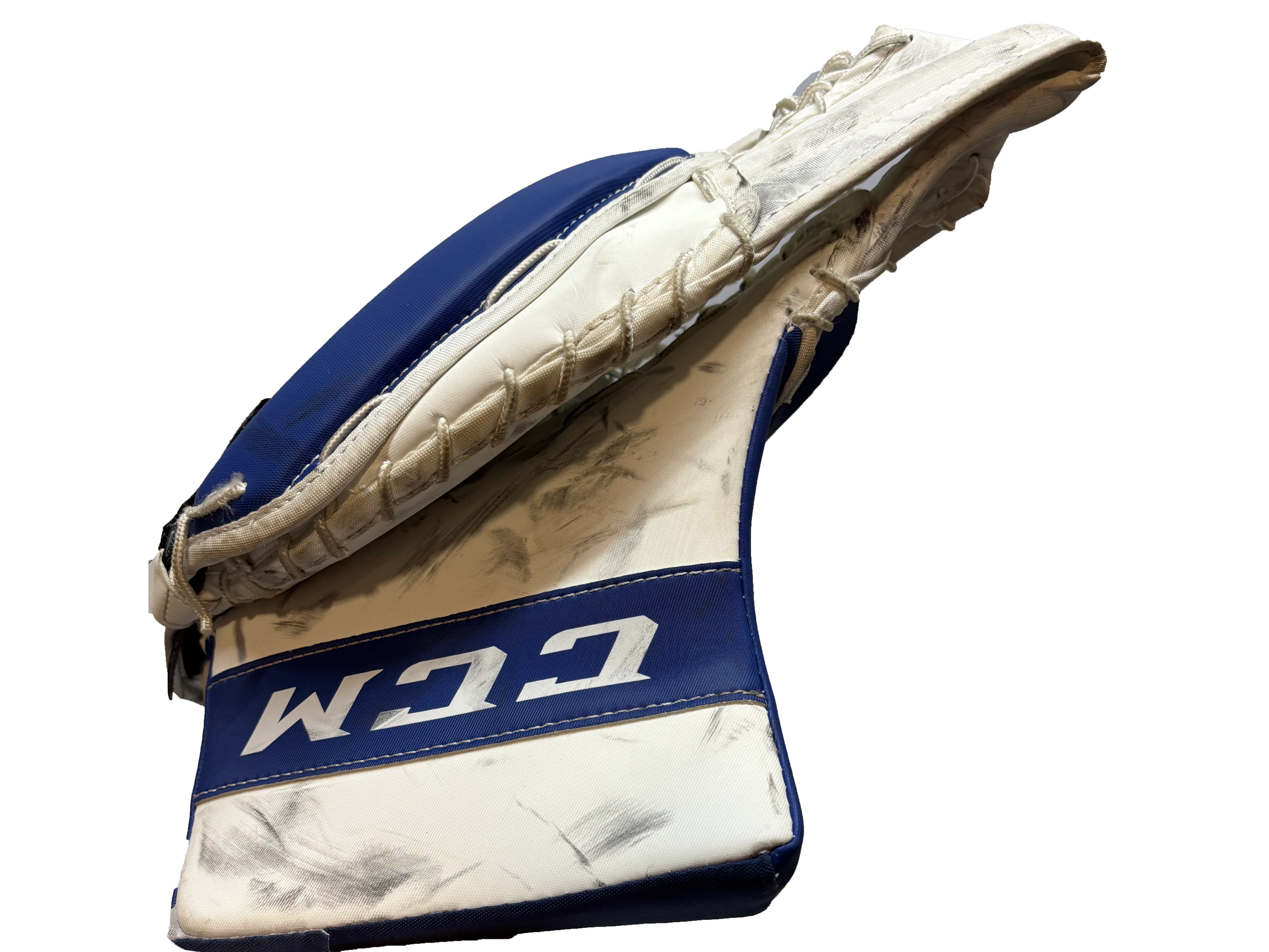 CCM Extreme Flex E3.9 - Used Full Right Senior Goalie Glove (White/Blue) - Image 3