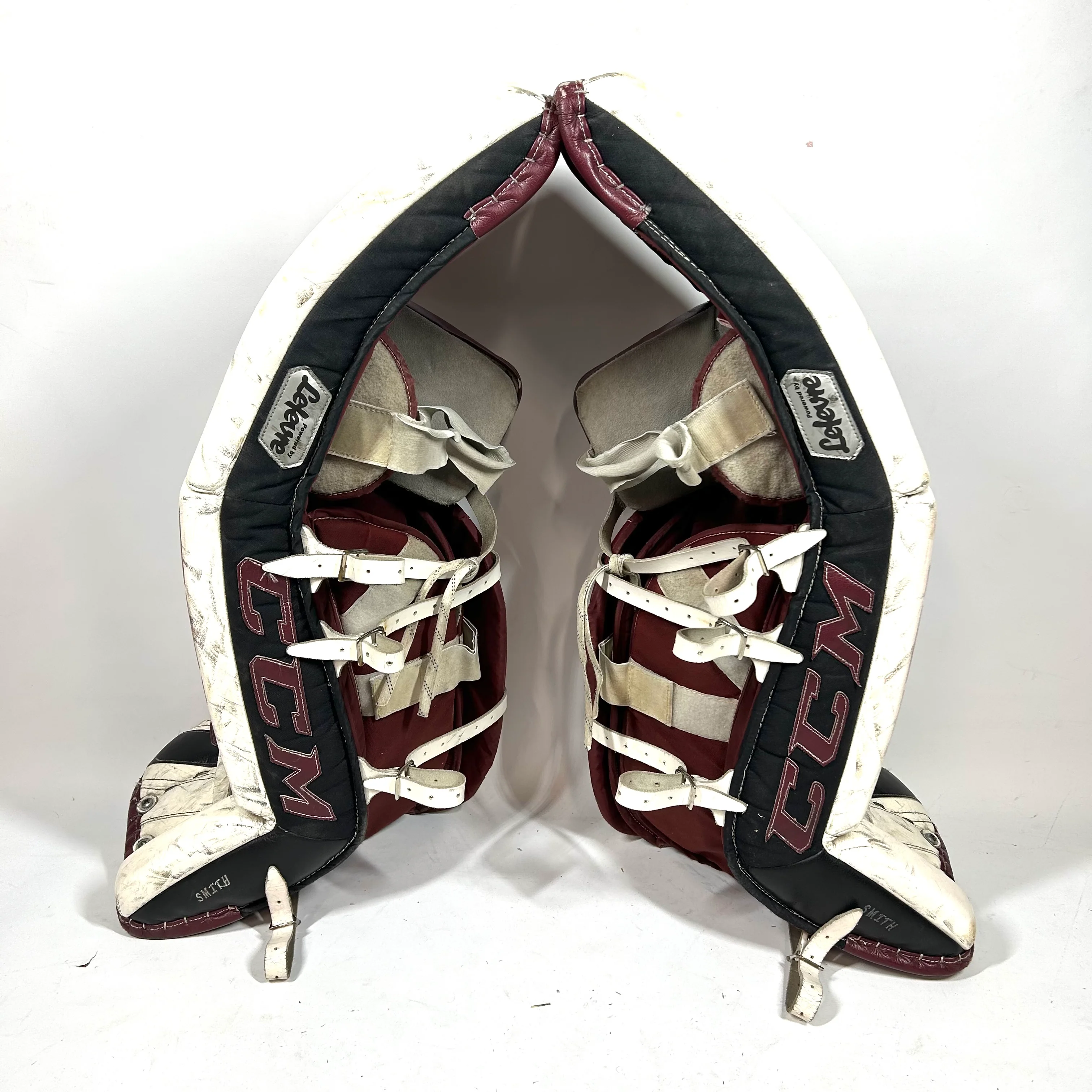 CCM Extreme Flex Pro - Used Pro Stock Senior Goalie Pads (Maroon) - Image 2