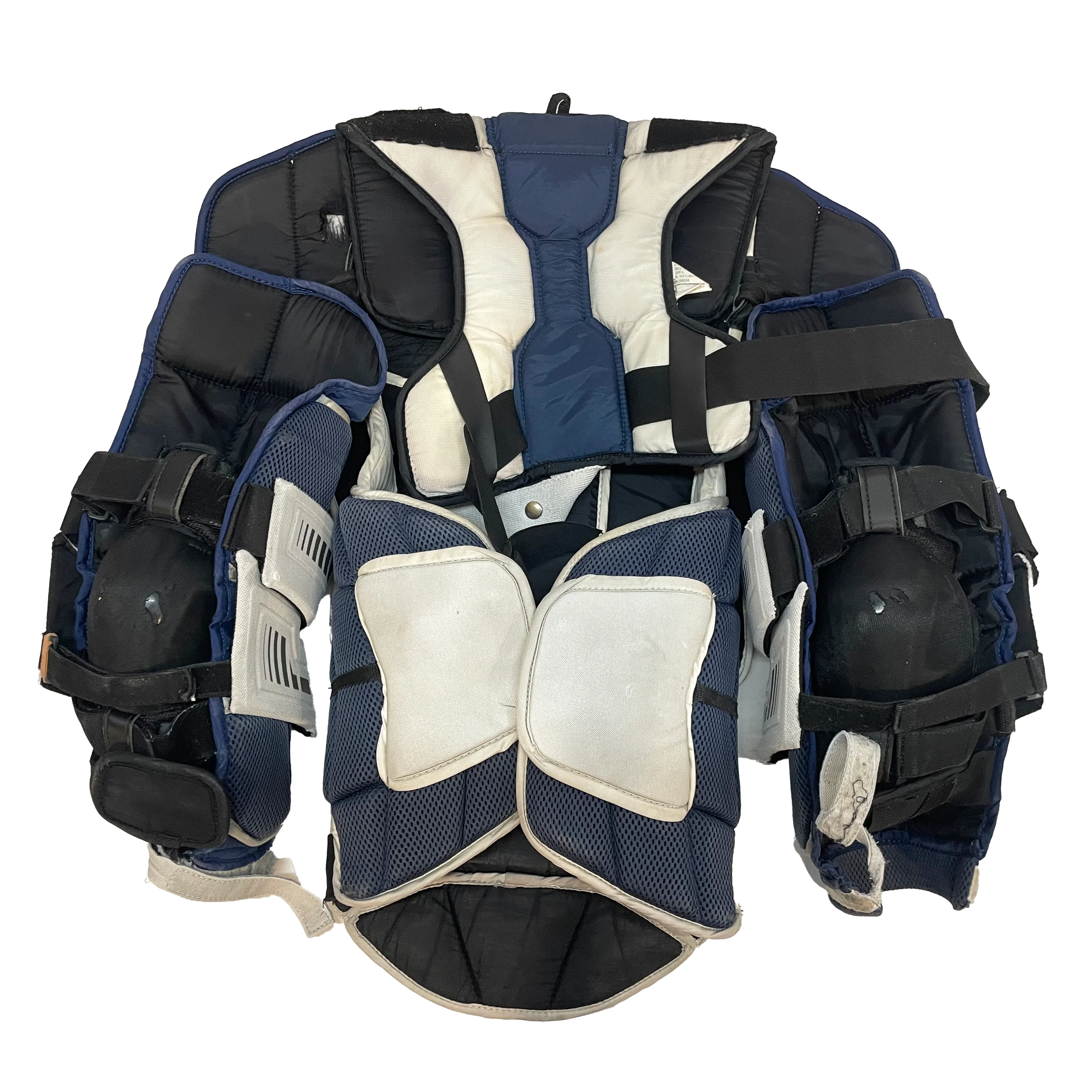 CCM Extreme Flex Shield II - Used Pro Stock Goalie Chest Protector (White/Navy) - Image 2