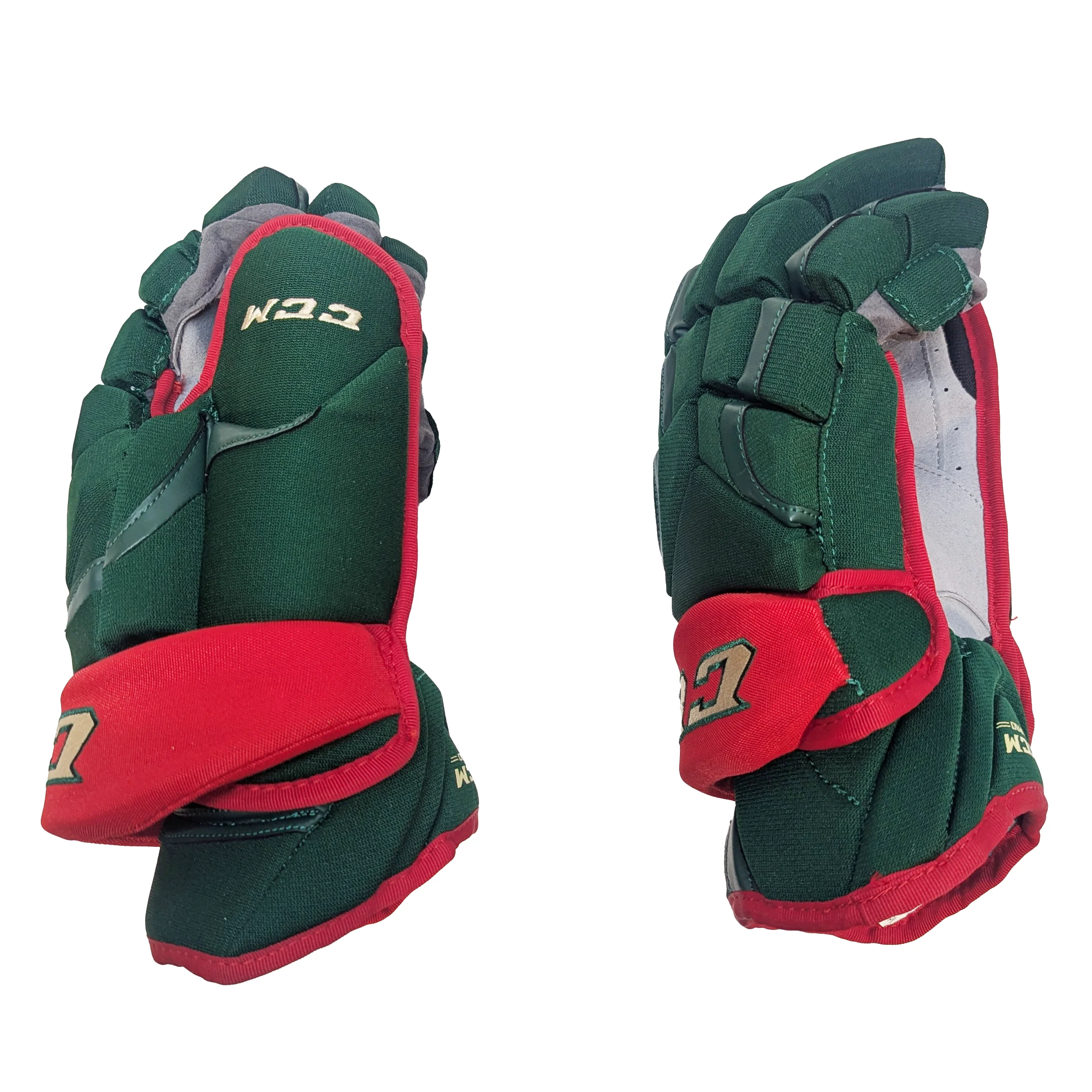 CCM HG12 - NHL Pro Stock Glove - Minnesota Wild (Green/Red/Gold) - Image 2