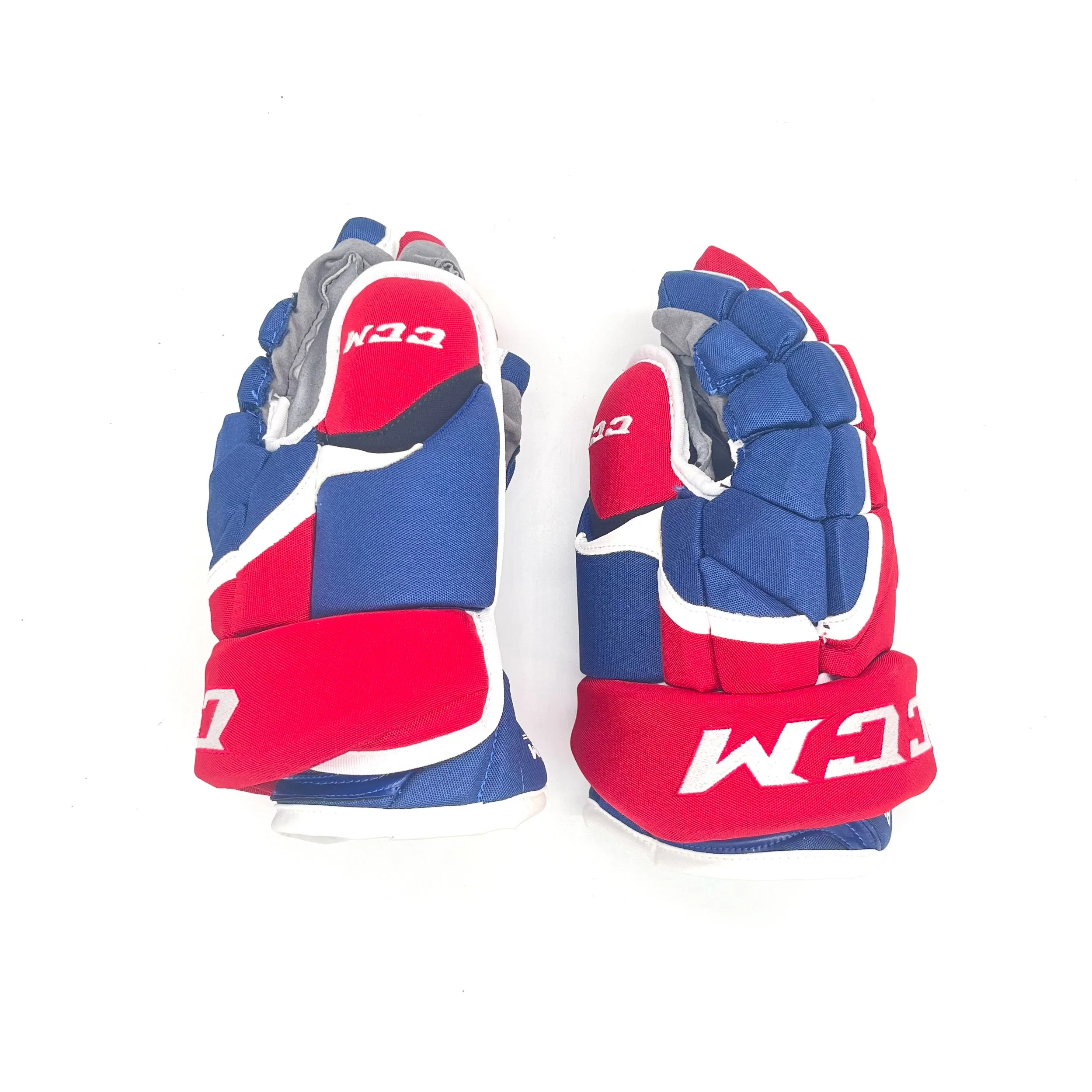 CCM HG12 - NHL Pro Stock Hockey Glove - Matthew Peca (Blue/Red/White) - Image 2