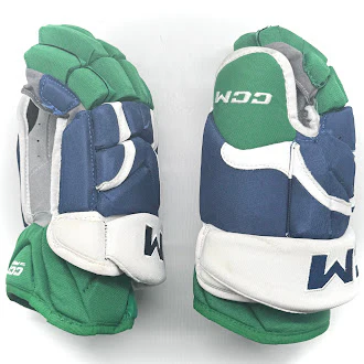 CCM HG12 - Used NHL Pro Stock Glove - Stefan Noesen (Blue/Green/White) - Image 3