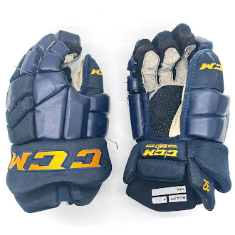 CCM HG42PP - Used OHL Pro Stock Glove (Navy/Yellow Text) - Image 2