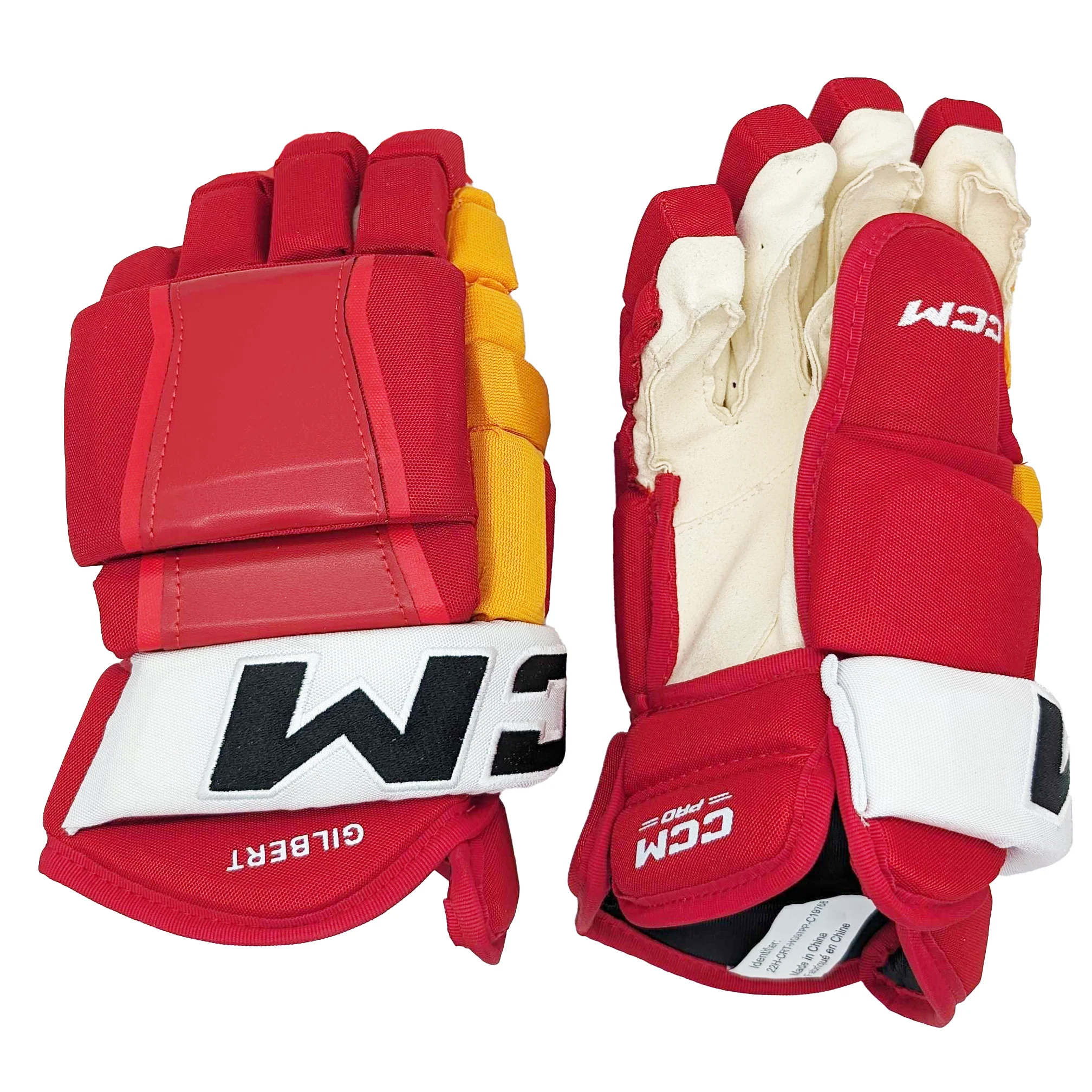 CCM HG97PP - NHL Pro Stock Glove - Calgary Flames (Red/Yellow/White)