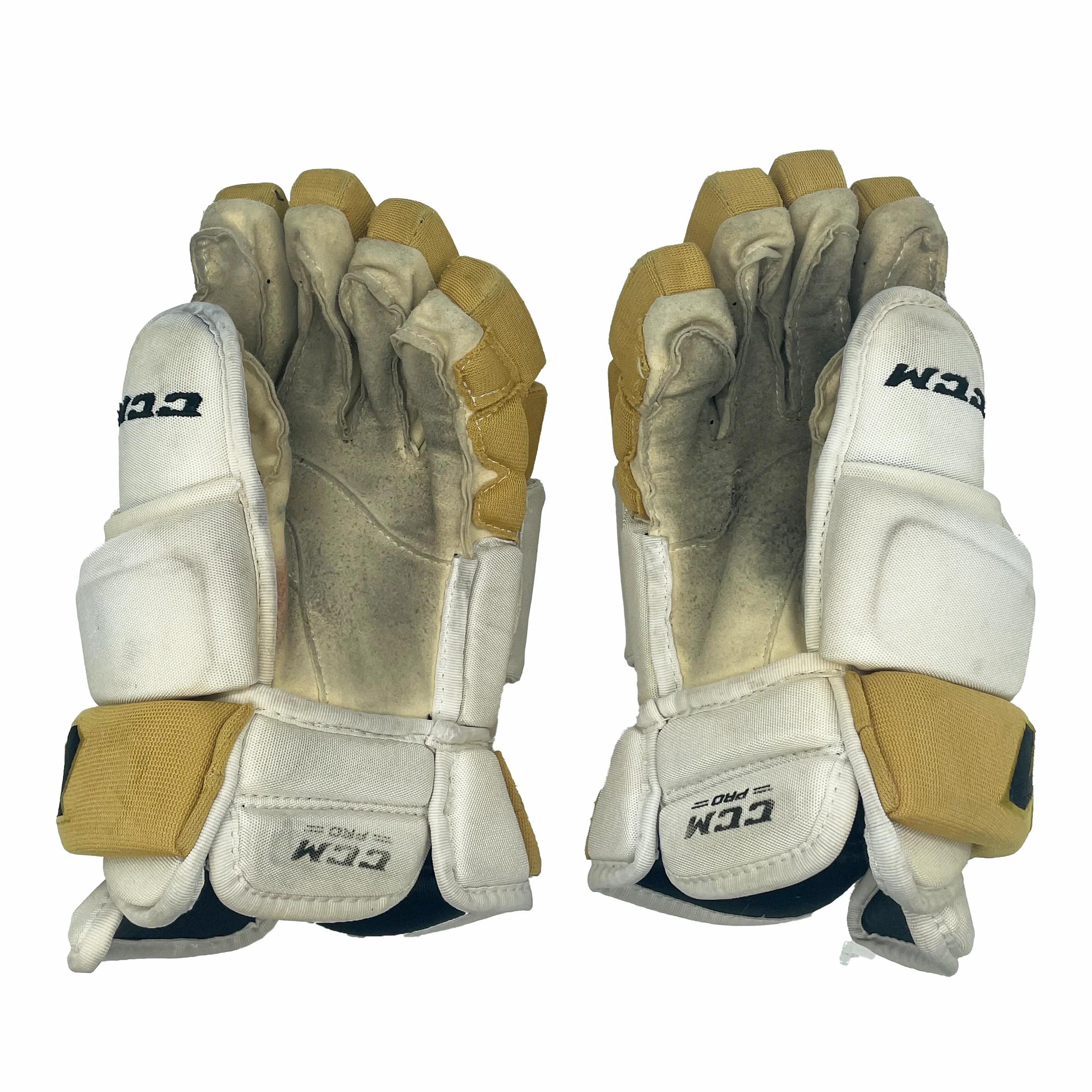 CCM HG97PP - Used NHL Pro Stock Hockey Glove - Vegas Golden Knights (White/Gold) - Image 2