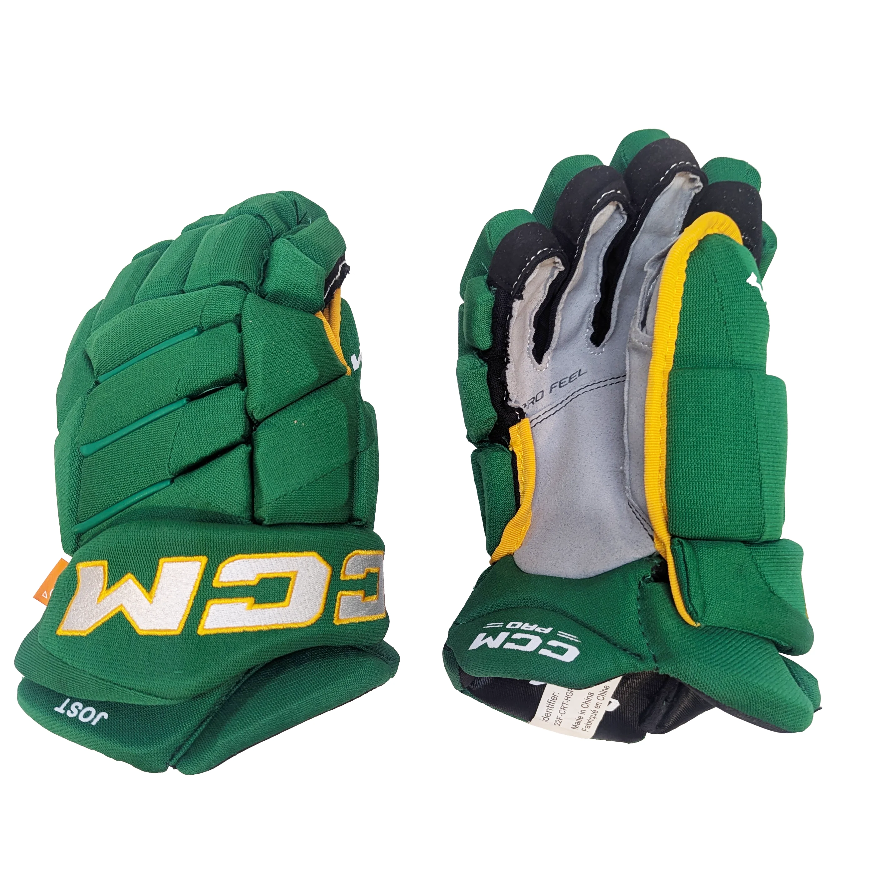 CCM HGJS - NHL Pro Stock Glove - Tyson Jost (Green/Yellow)