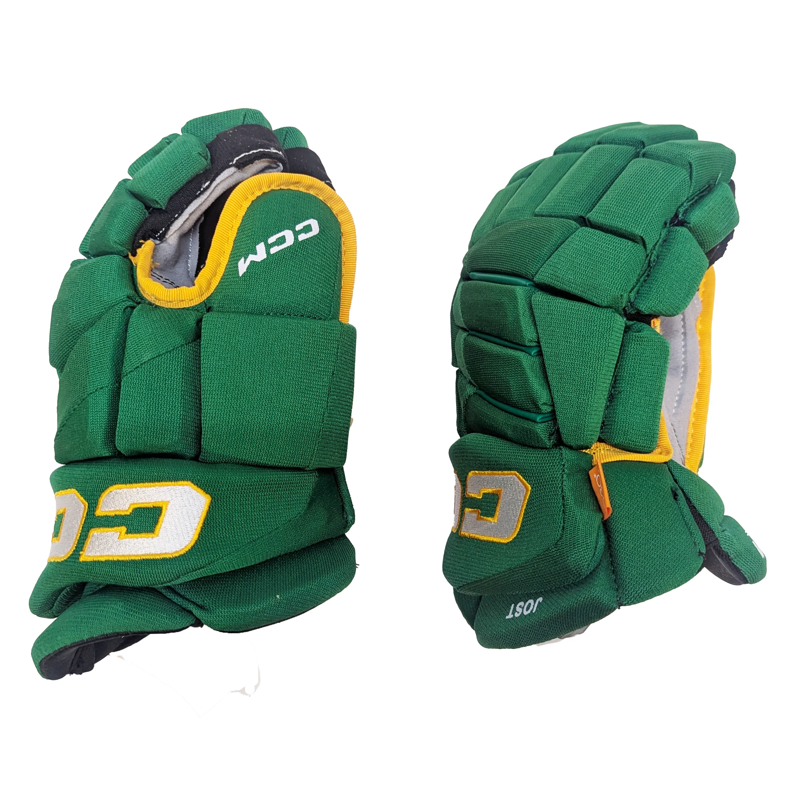 CCM HGJS - NHL Pro Stock Glove - Tyson Jost (Green/Yellow) - Image 2