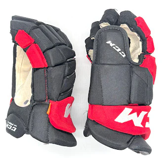 CCM HGJS - Used NHL Pro Stock Glove - Carolina Hurricanes (Black/Red) 15" - Image 3