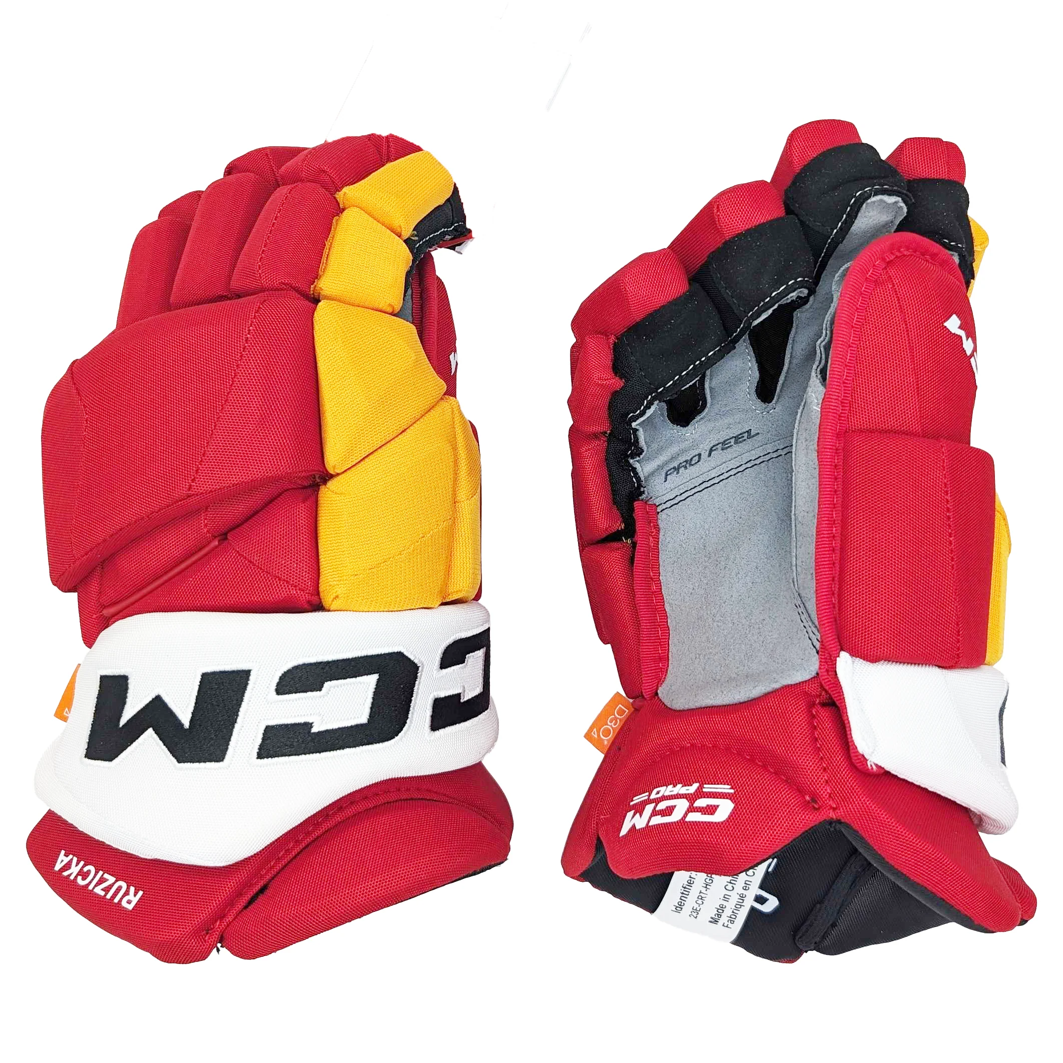 CCM HGJSPP - NHL Pro Stock Glove - Adam Ruzicka (Red/Yellow/White) - Image 2
