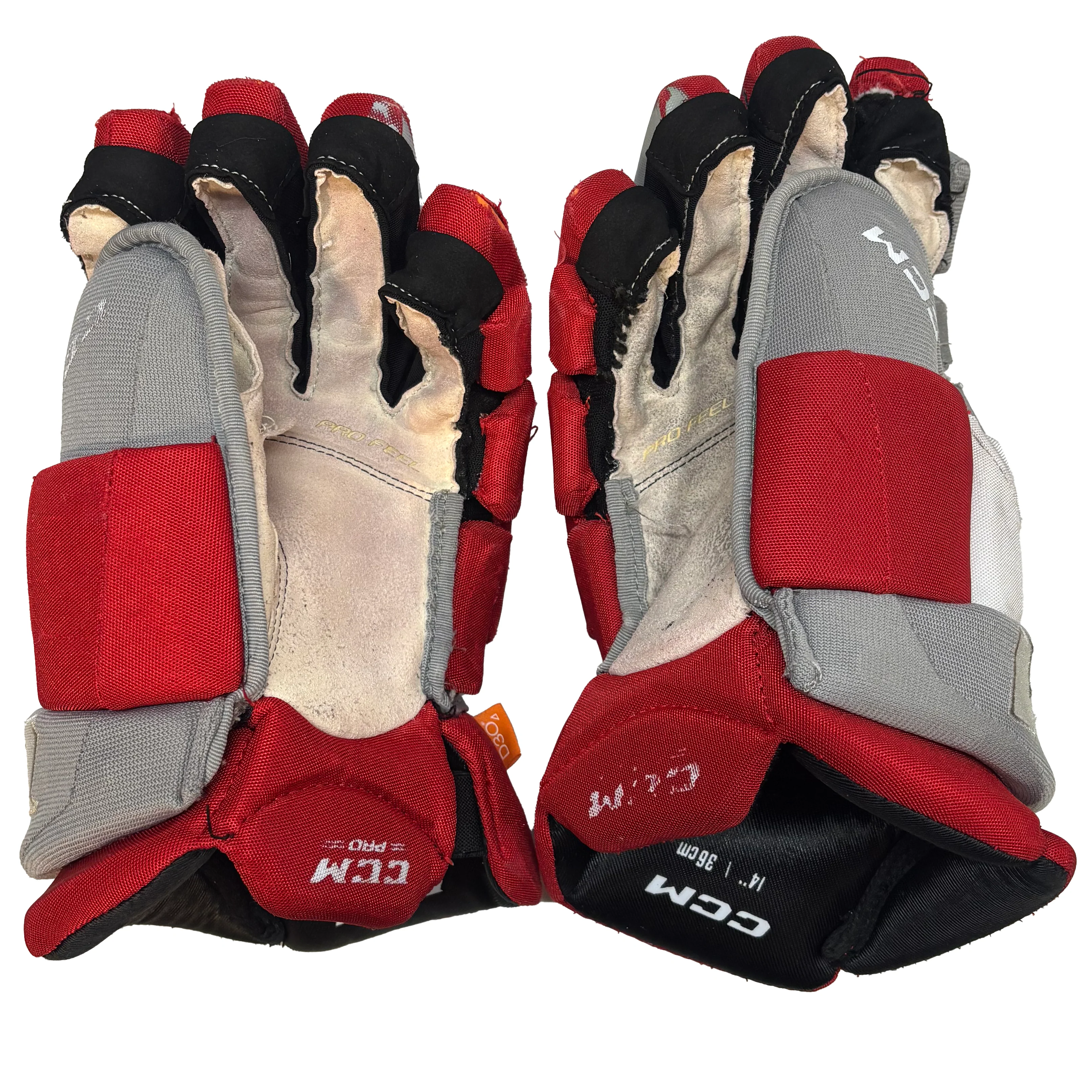 CCM HGJSPP - Used Pro Stock Hockey Glove (Red/Grey/White) - Image 3