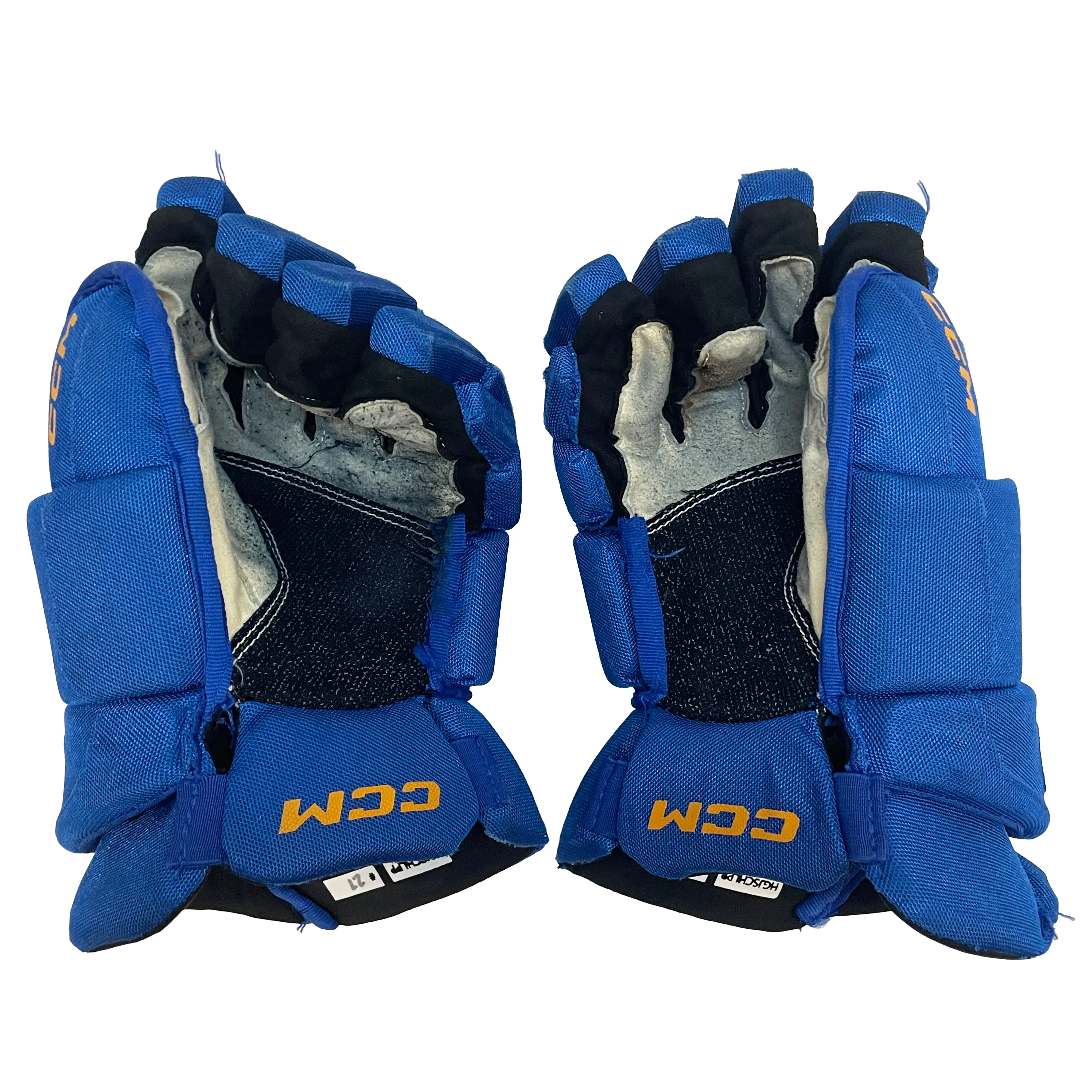 CCM HGJSPP - Used WHL Pro Stock Glove (Blue/Yellow) - Image 2