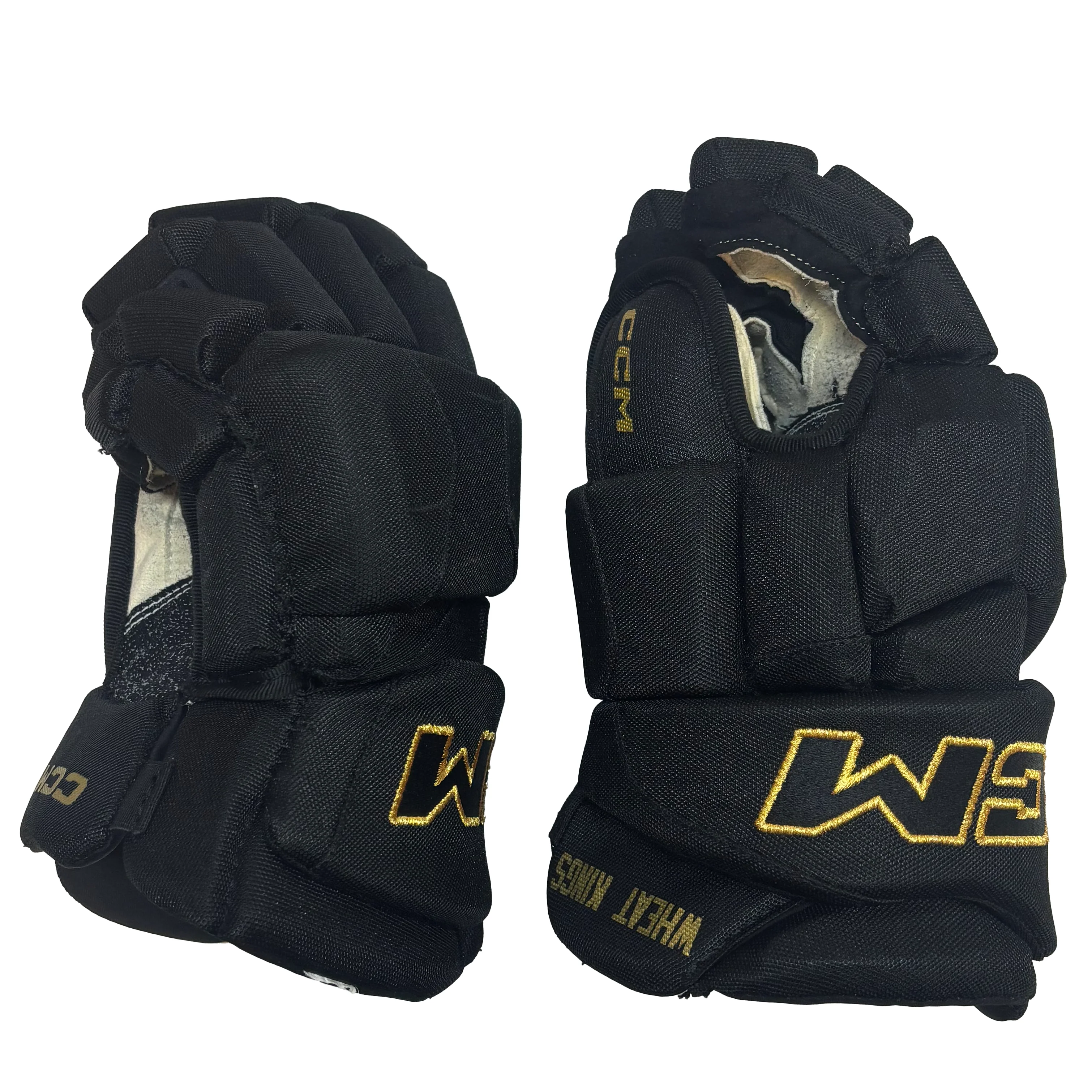 CCM HGJSPP - Used WHL Pro Stock Hockey Gloves (Black/Gold) - Image 2