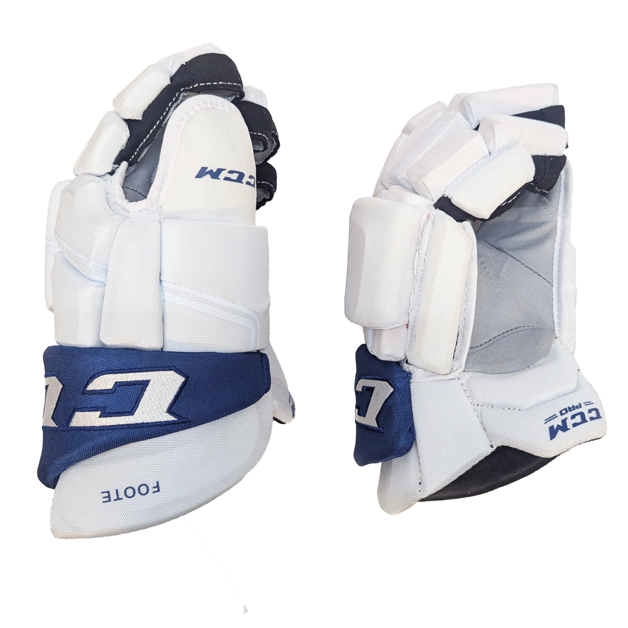 CCM HGQL - NHL Pro Stock Glove - Cal Foote (White/Blue) - Image 2